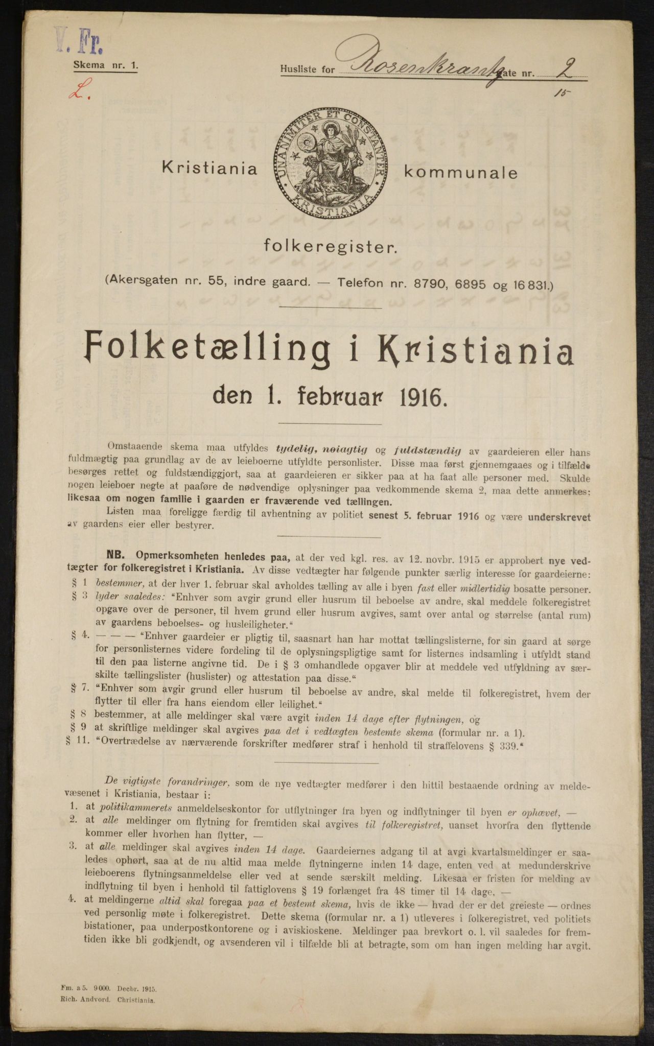 OBA, Municipal Census 1916 for Kristiania, 1916, p. 86092