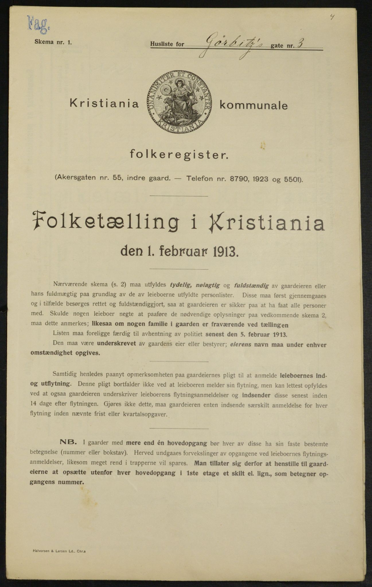 OBA, Municipal Census 1913 for Kristiania, 1913, p. 32753