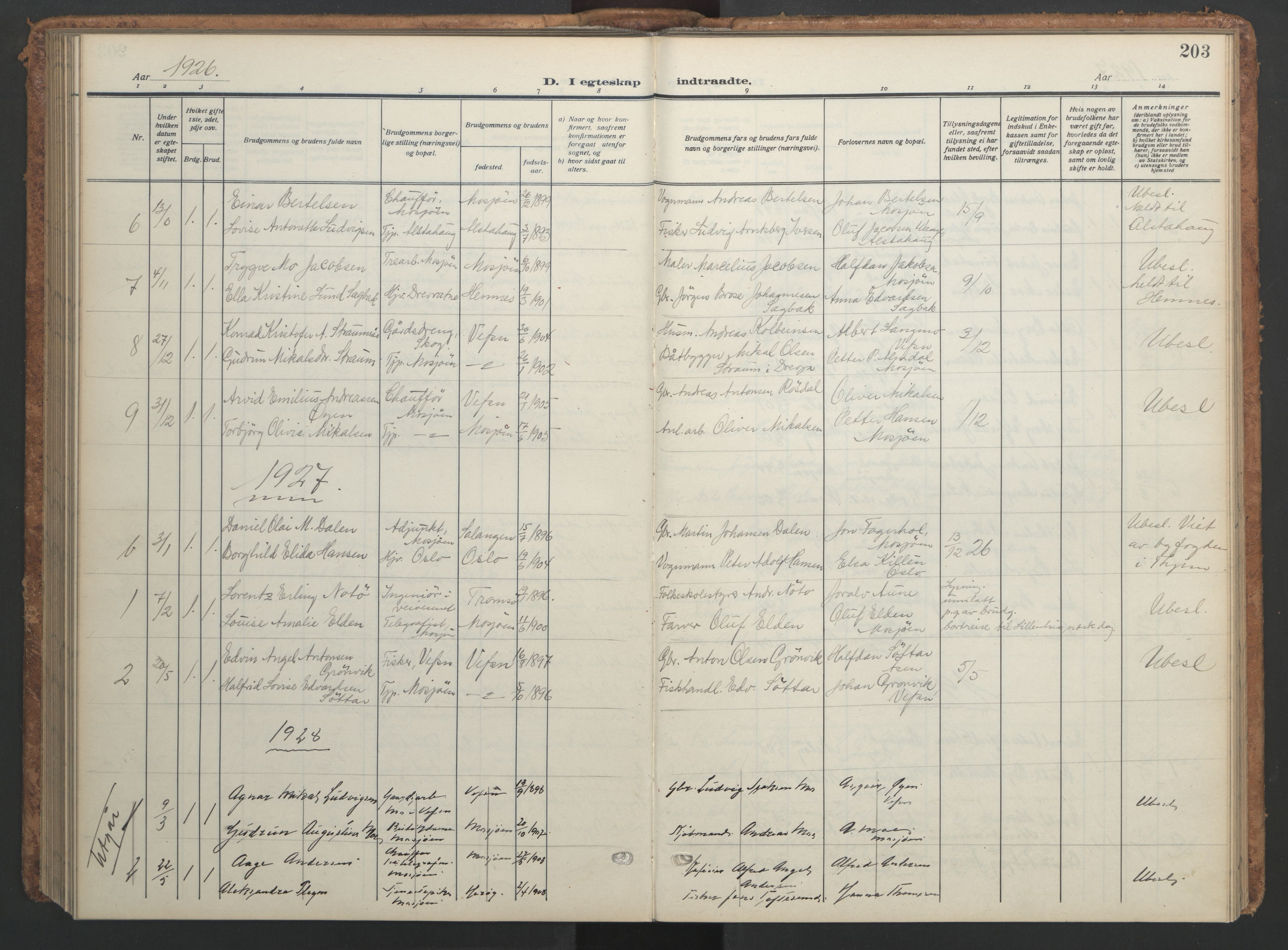 Ministerialprotokoller, klokkerbøker og fødselsregistre - Nordland, AV/SAT-A-1459/820/L0303: Parish register (copy) no. 820C05, 1917-1952, p. 203