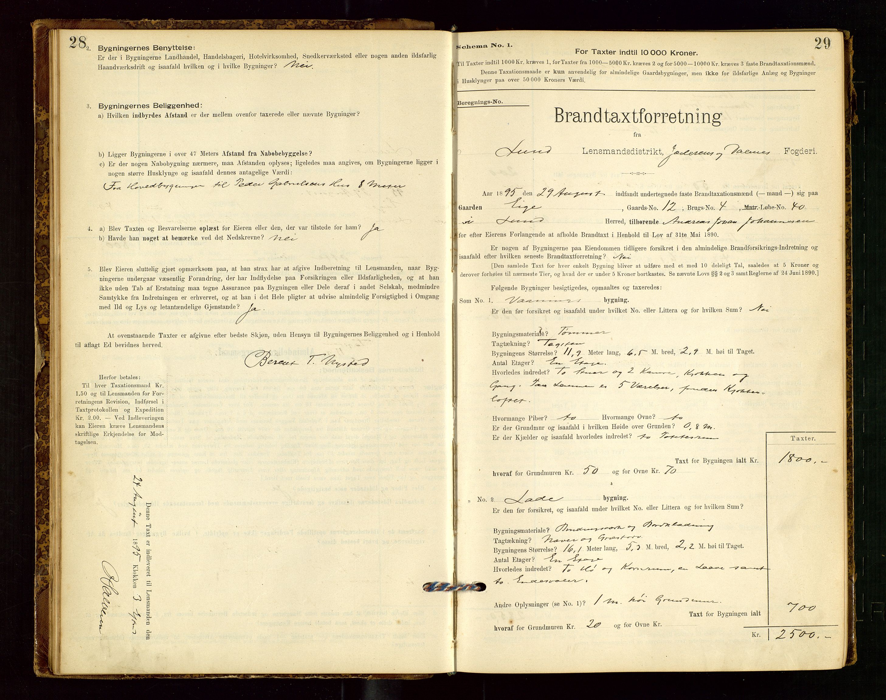 Lund lensmannskontor, AV/SAST-A-100303/Gob/L0001: "Brandtakstprotokol", 1894-1907, p. 28-29