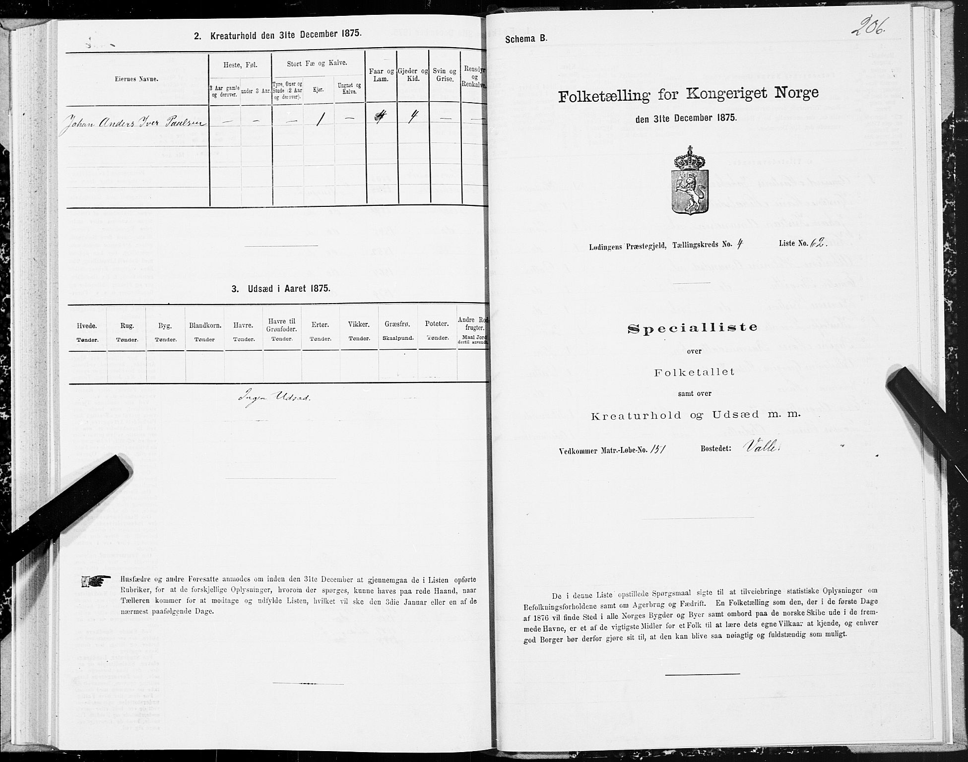 SAT, 1875 census for 1851P Lødingen, 1875, p. 2206