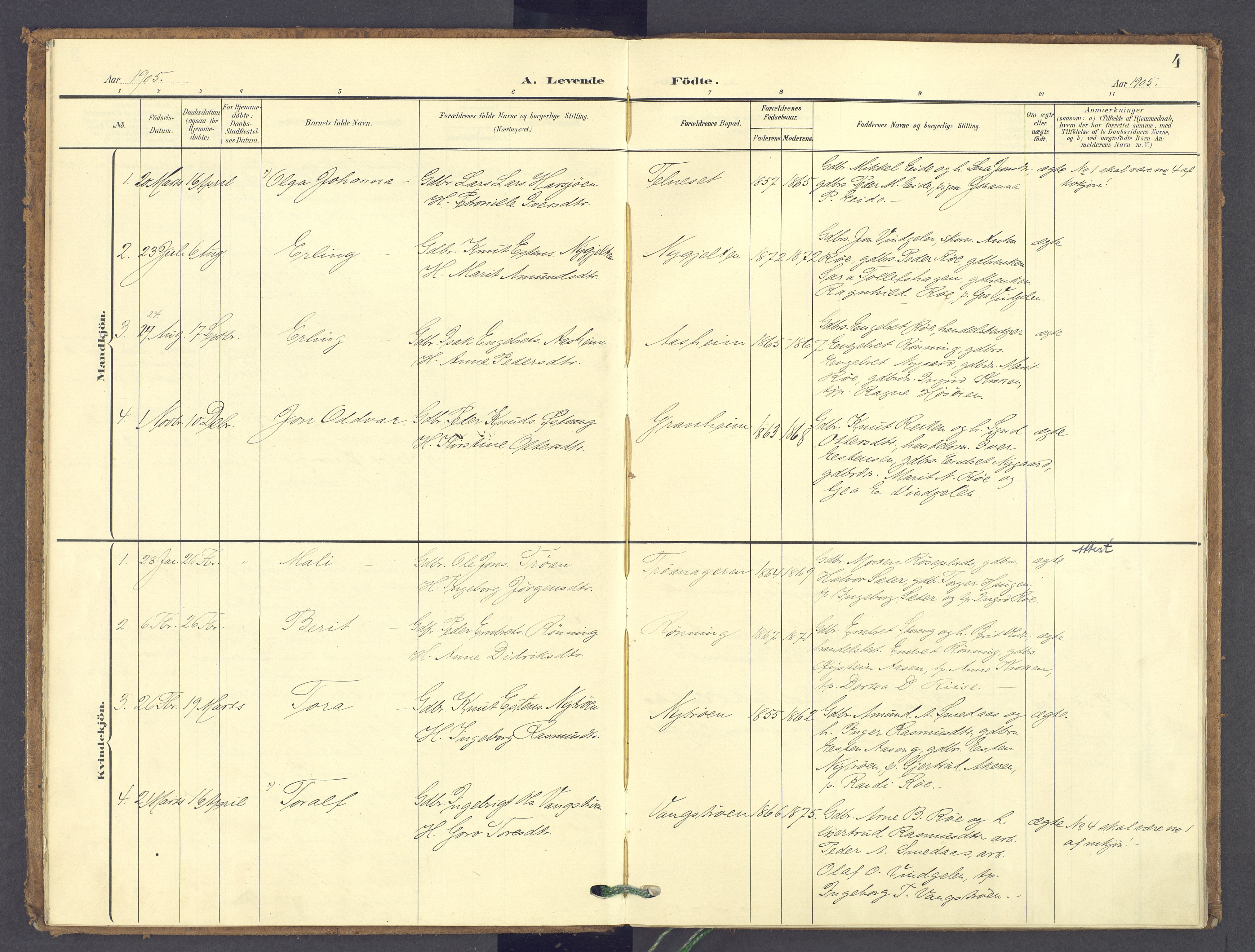 Tolga prestekontor, AV/SAH-PREST-062/K/L0015: Parish register (official) no. 15, 1903-1946, p. 4