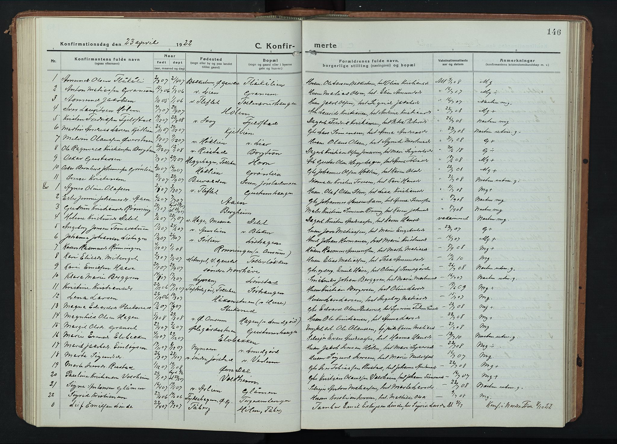 Fåberg prestekontor, SAH/PREST-086/H/Ha/Hab/L0014: Parish register (copy) no. 14, 1922-1946, p. 146