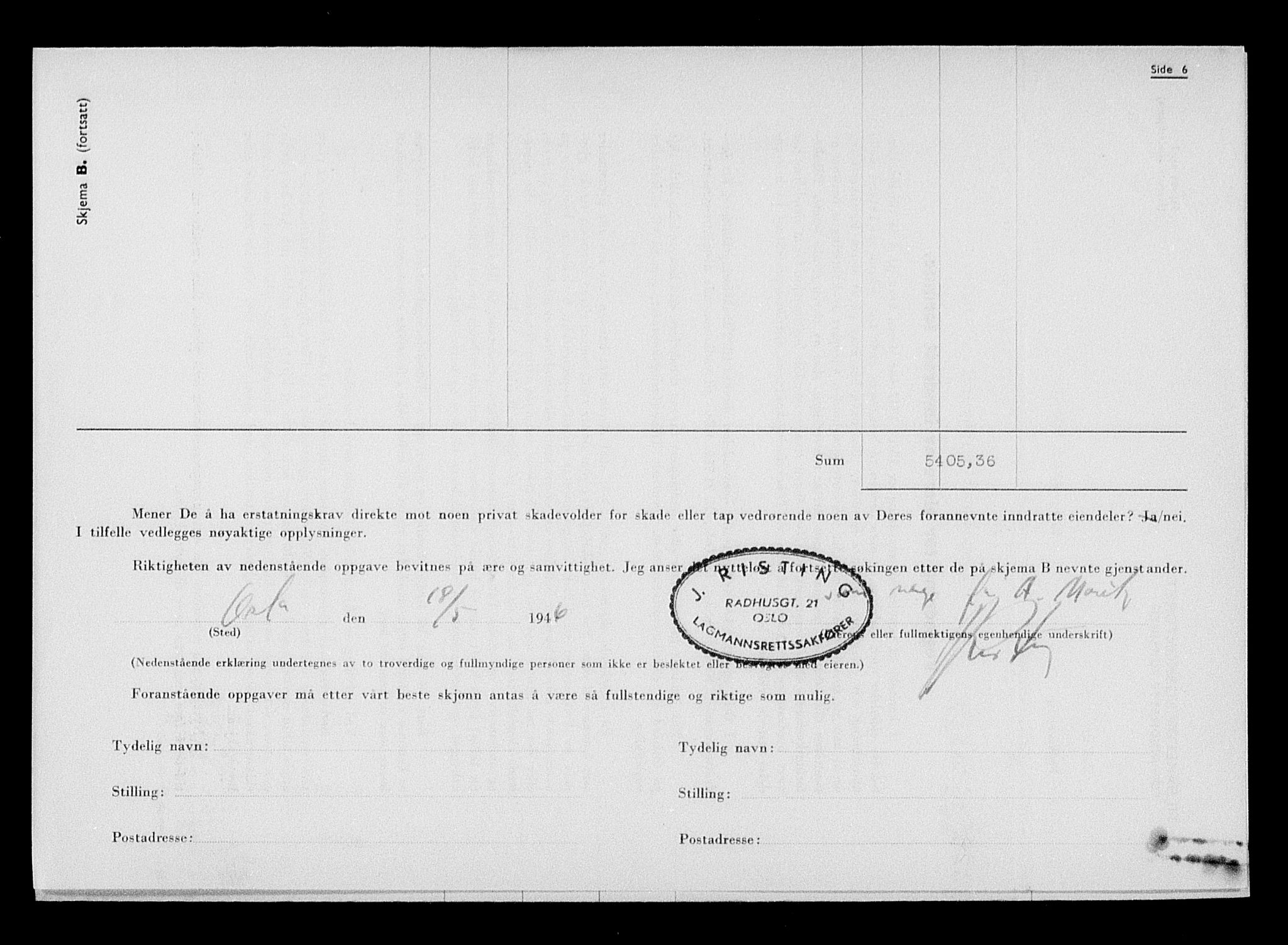 Justisdepartementet, Tilbakeføringskontoret for inndratte formuer, AV/RA-S-1564/H/Hc/Hcc/L0966: --, 1945-1947, p. 7