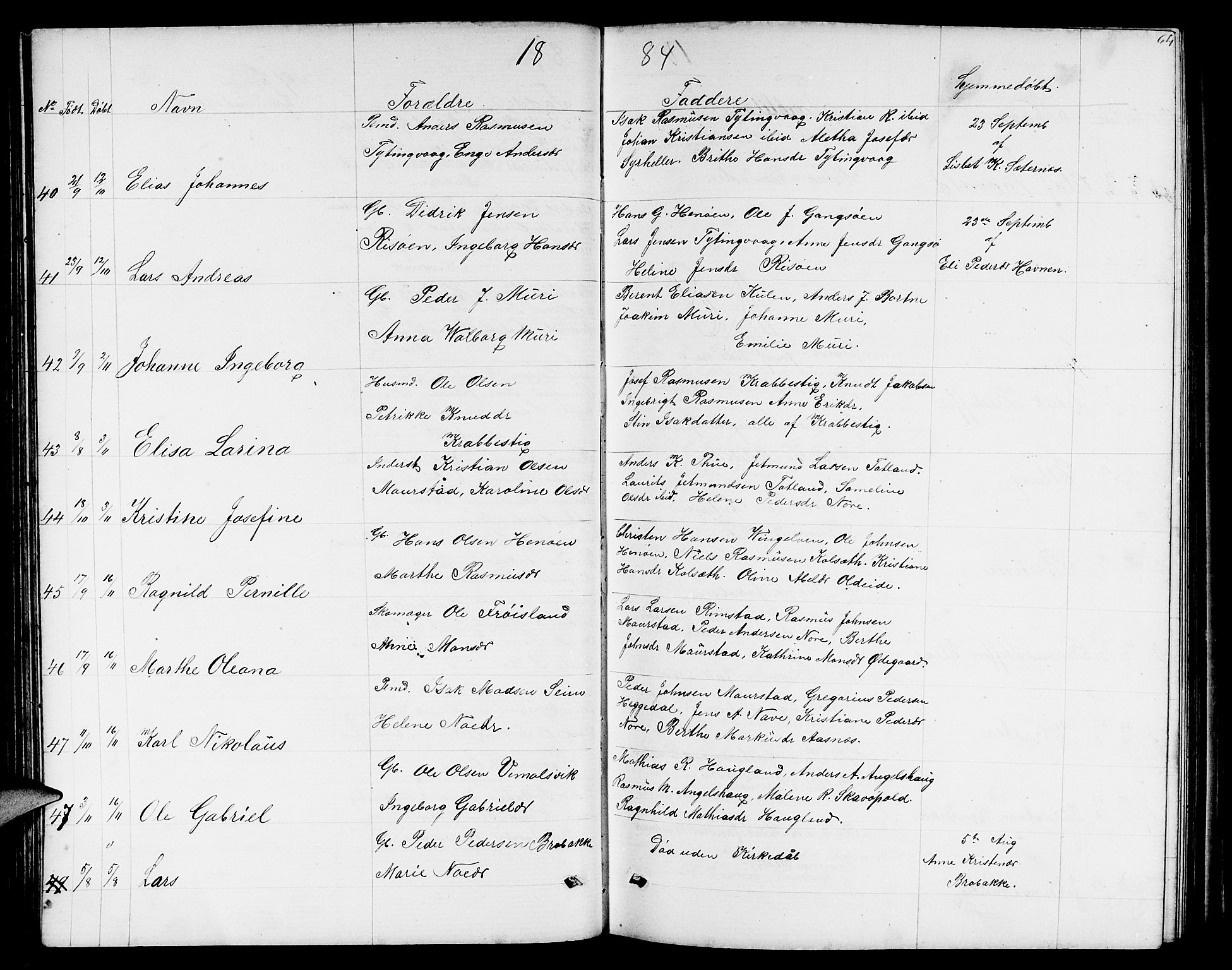 Davik sokneprestembete, AV/SAB-A-79701/H/Hab/Habc/L0001: Parish register (copy) no. C 1, 1866-1888, p. 64