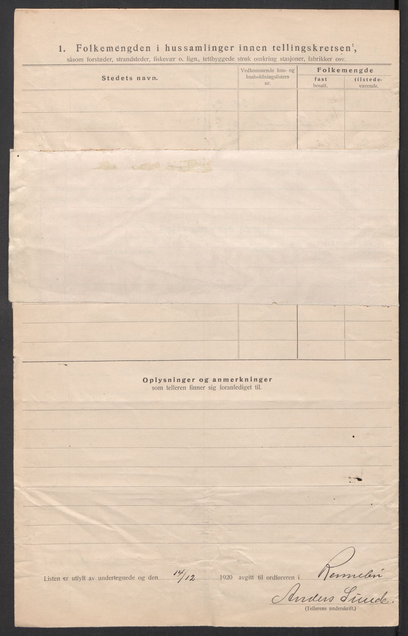 SAT, 1920 census for Rennebu, 1920, p. 14