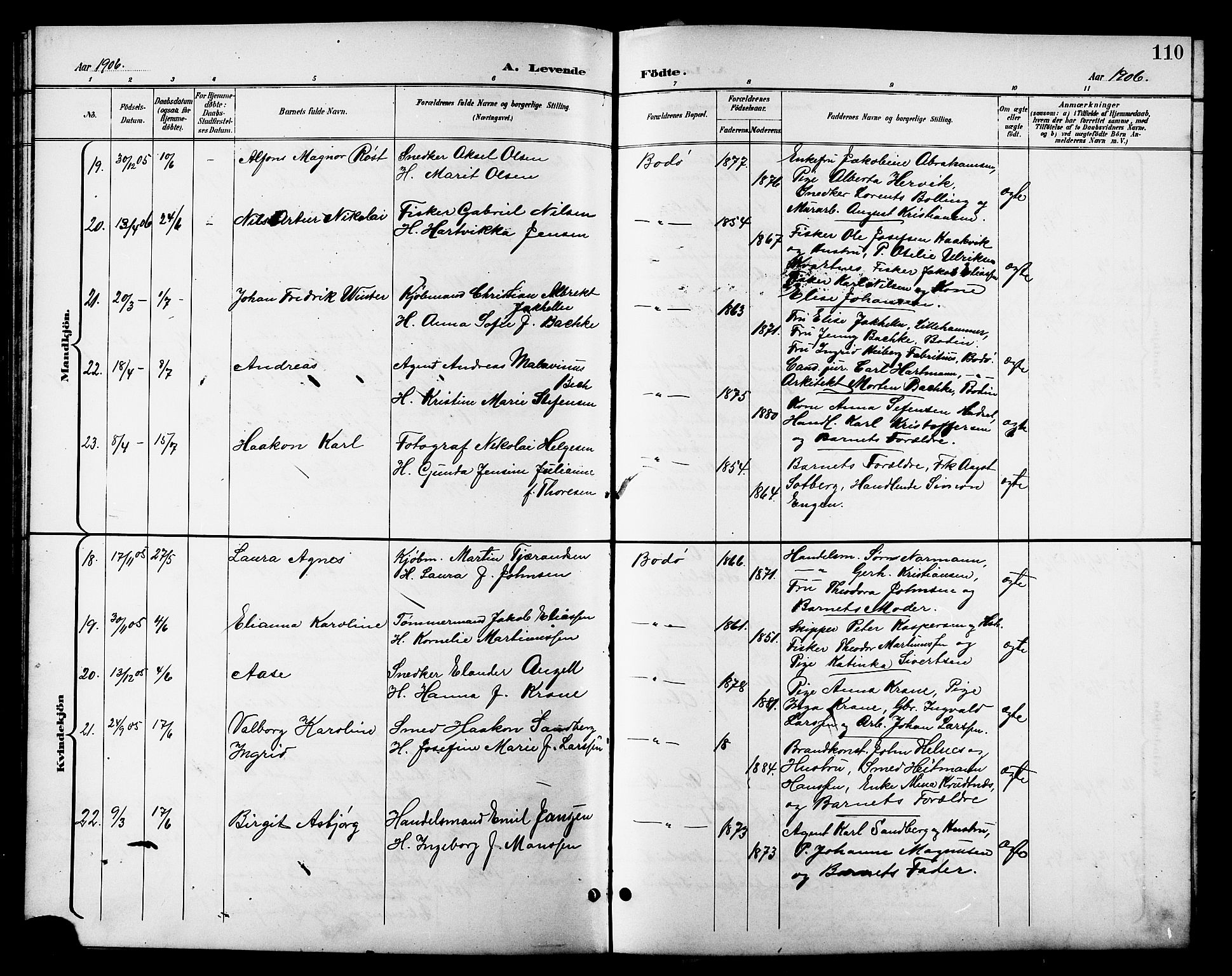 Ministerialprotokoller, klokkerbøker og fødselsregistre - Nordland, SAT/A-1459/801/L0033: Parish register (copy) no. 801C08, 1898-1910, p. 110