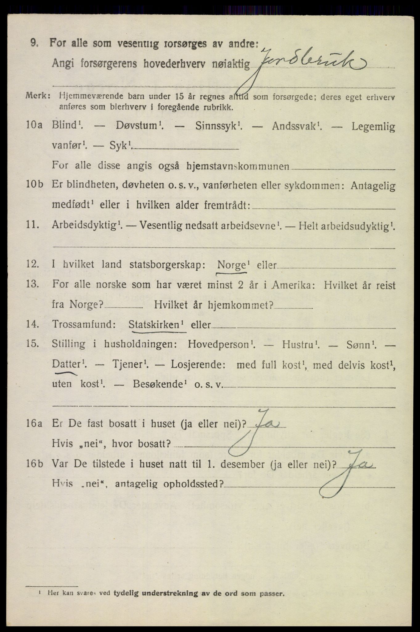 SAH, 1920 census for Fåberg, 1920, p. 12711