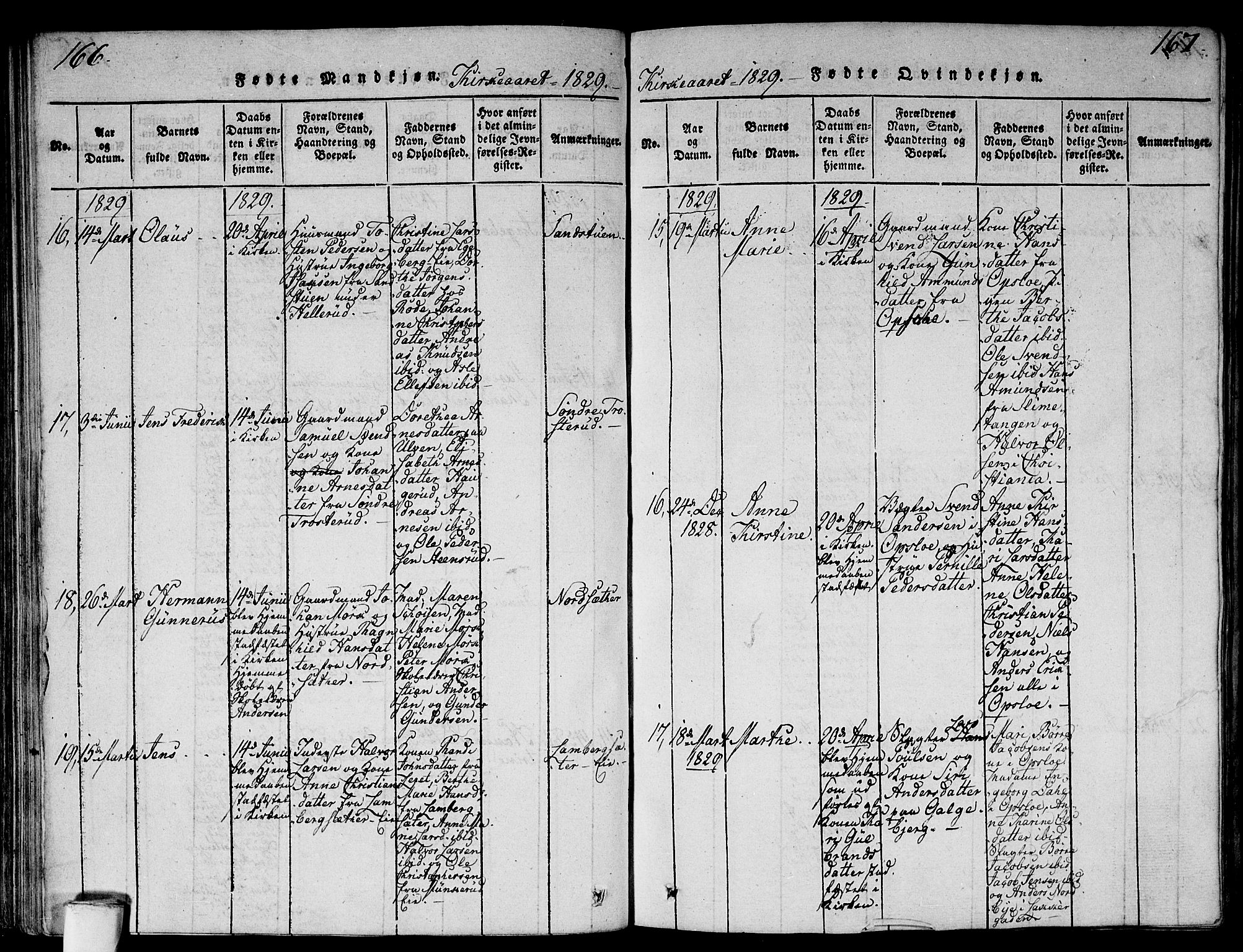 Gamlebyen prestekontor Kirkebøker, SAO/A-10884/F/Fa/L0002: Parish register (official) no. 2, 1817-1829, p. 166-167