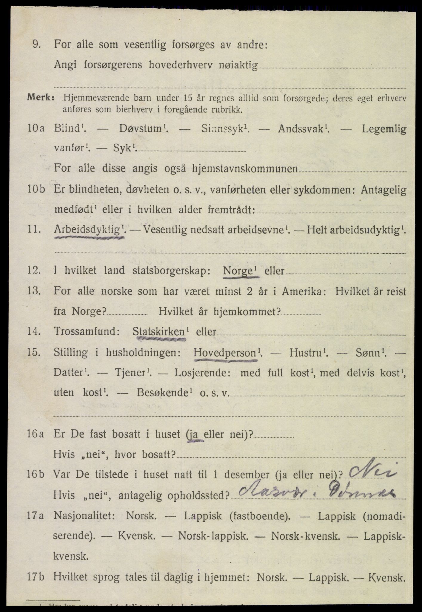 SAT, 1920 census for Lurøy, 1920, p. 1806