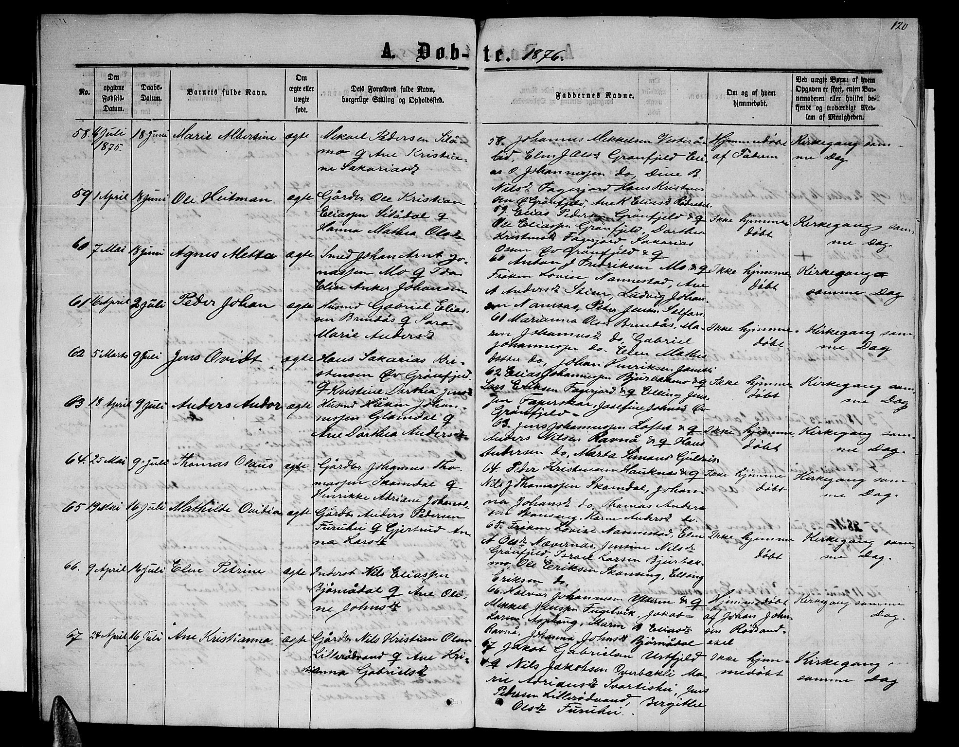 Ministerialprotokoller, klokkerbøker og fødselsregistre - Nordland, AV/SAT-A-1459/827/L0415: Parish register (copy) no. 827C04, 1864-1886, p. 120