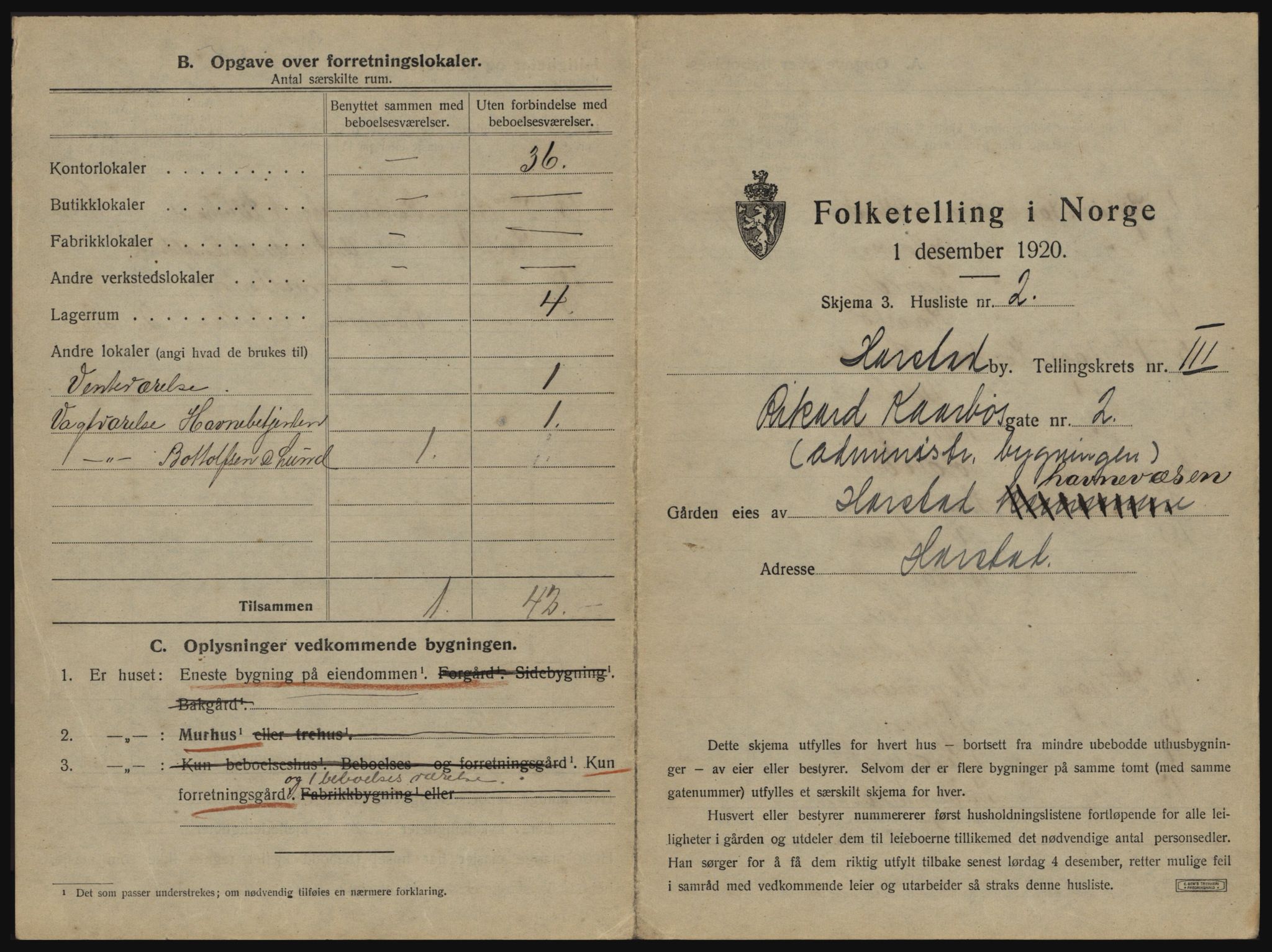 SATØ, 1920 census for Harstad, 1920, p. 243