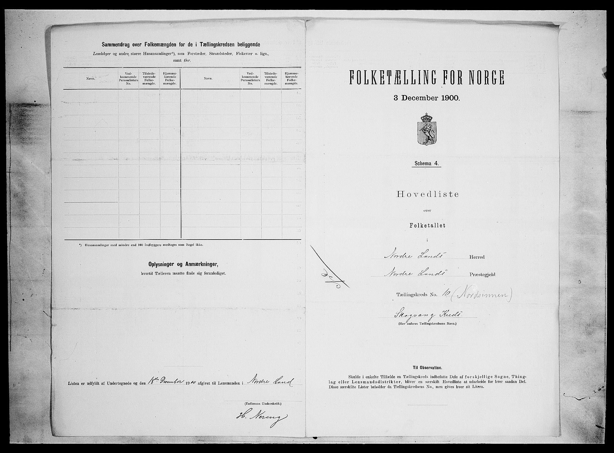 SAH, 1900 census for Nordre Land, 1900, p. 38