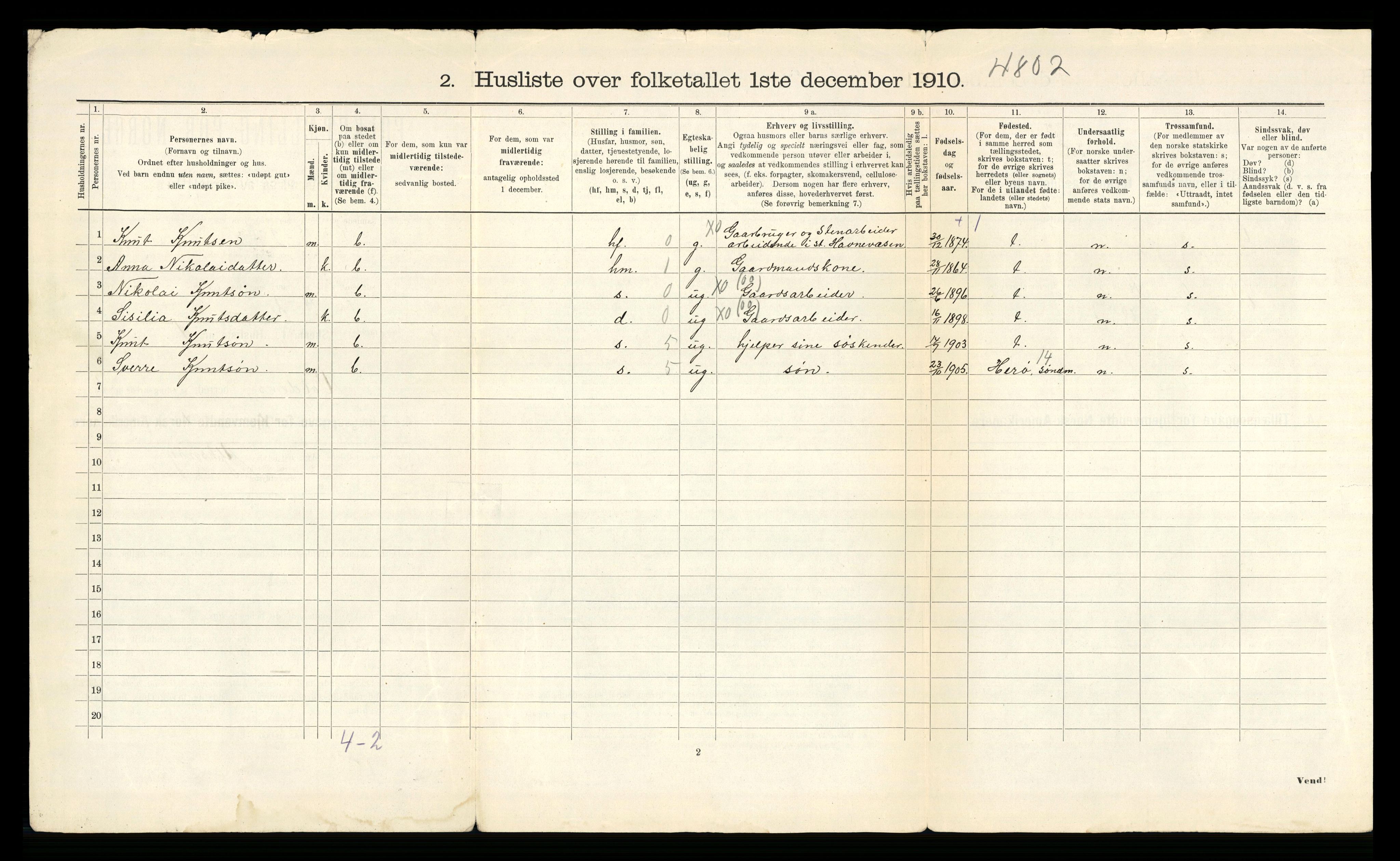 RA, 1910 census for Volda, 1910, p. 83