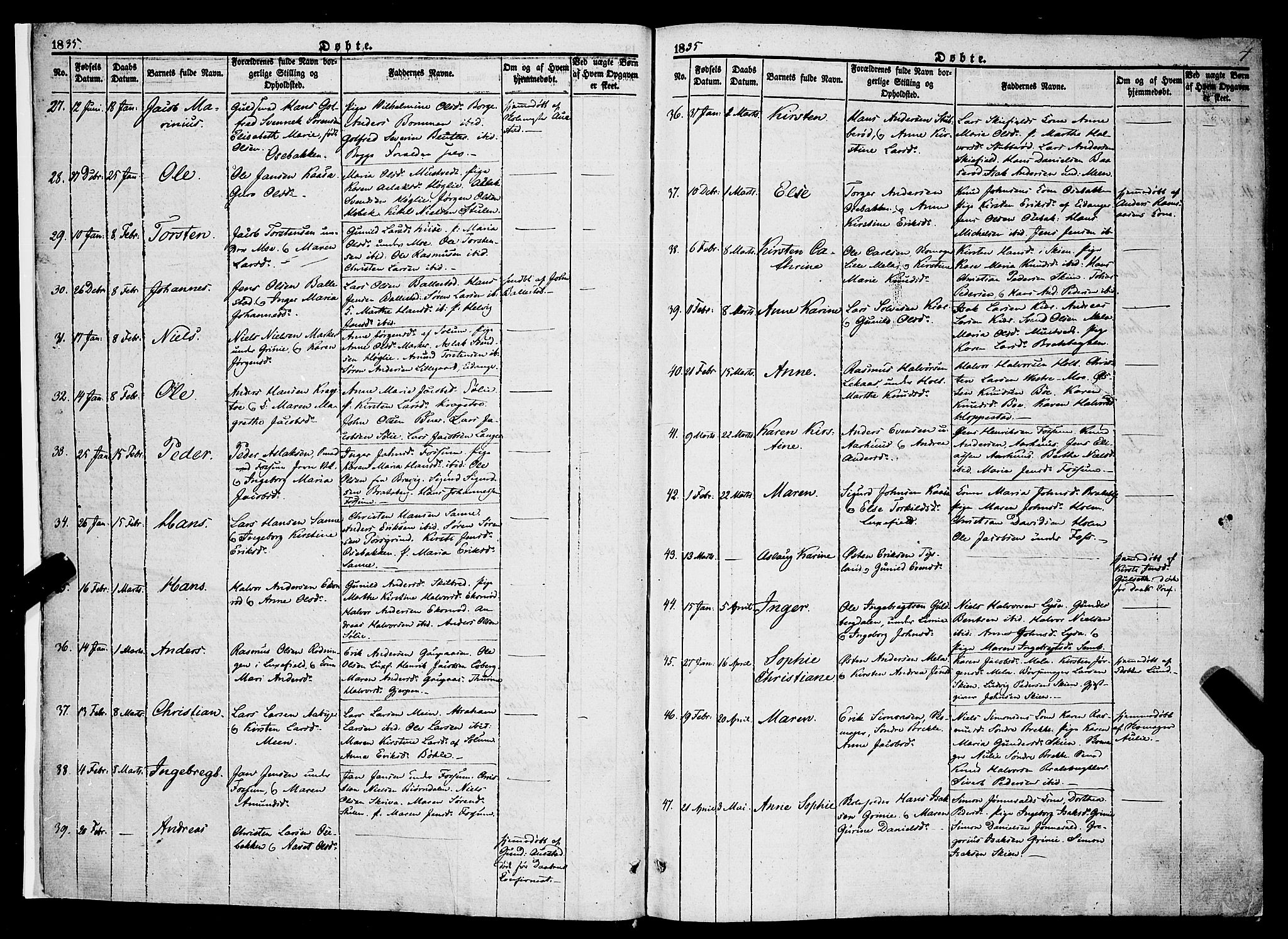 Gjerpen kirkebøker, SAKO/A-265/F/Fa/L0007a: Parish register (official) no. I 7A, 1834-1857, p. 4