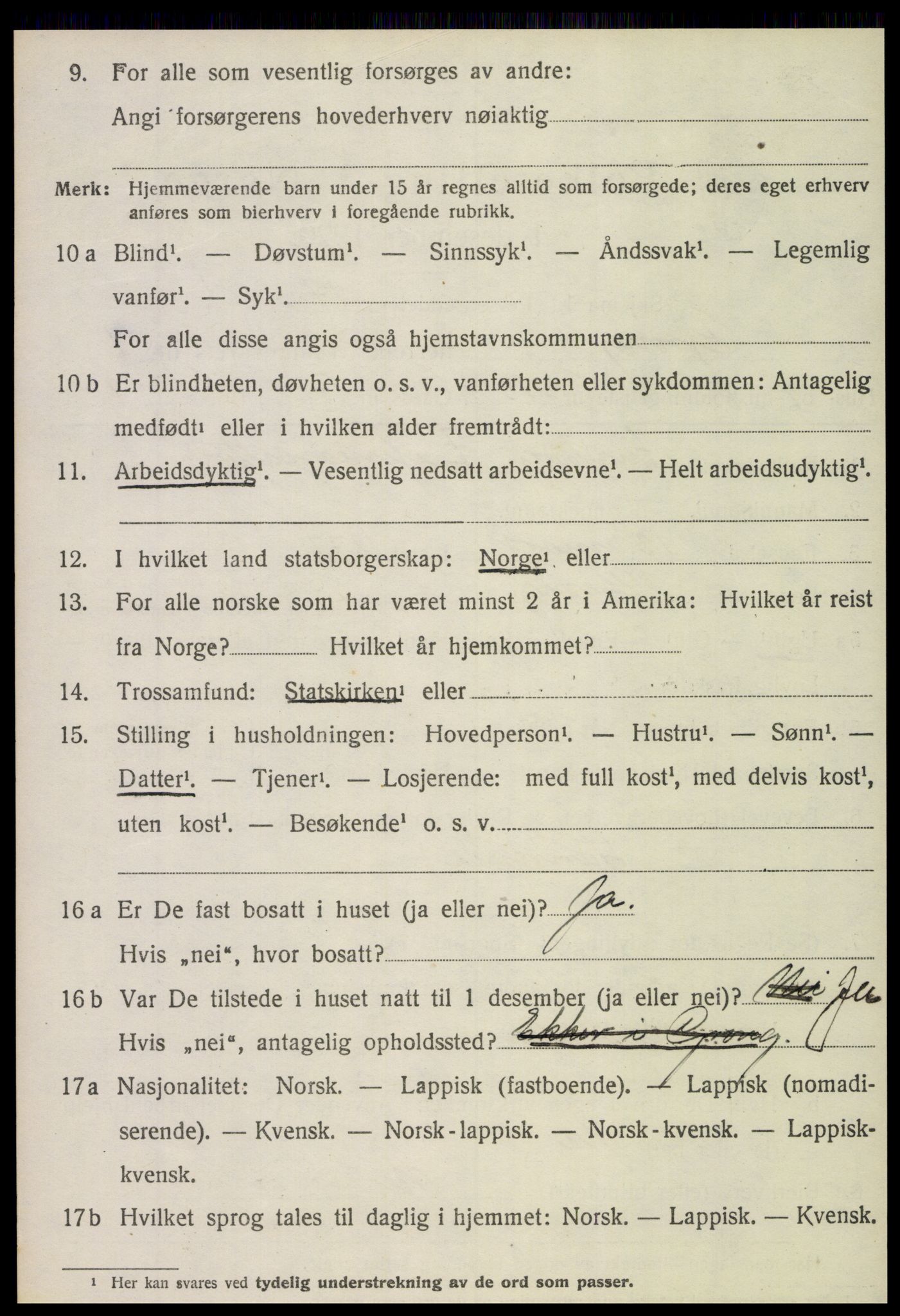 SAT, 1920 census for Grong, 1920, p. 1274