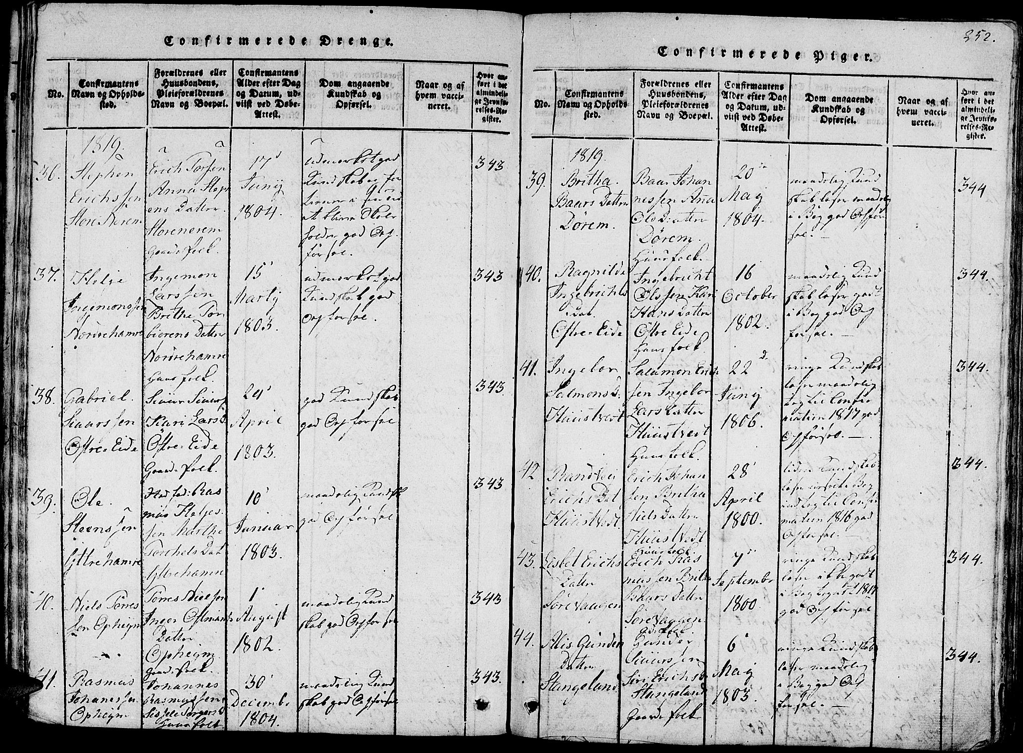 Fjelberg sokneprestembete, SAB/A-75201/H/Haa: Parish register (official) no. A 4, 1816-1822, p. 252
