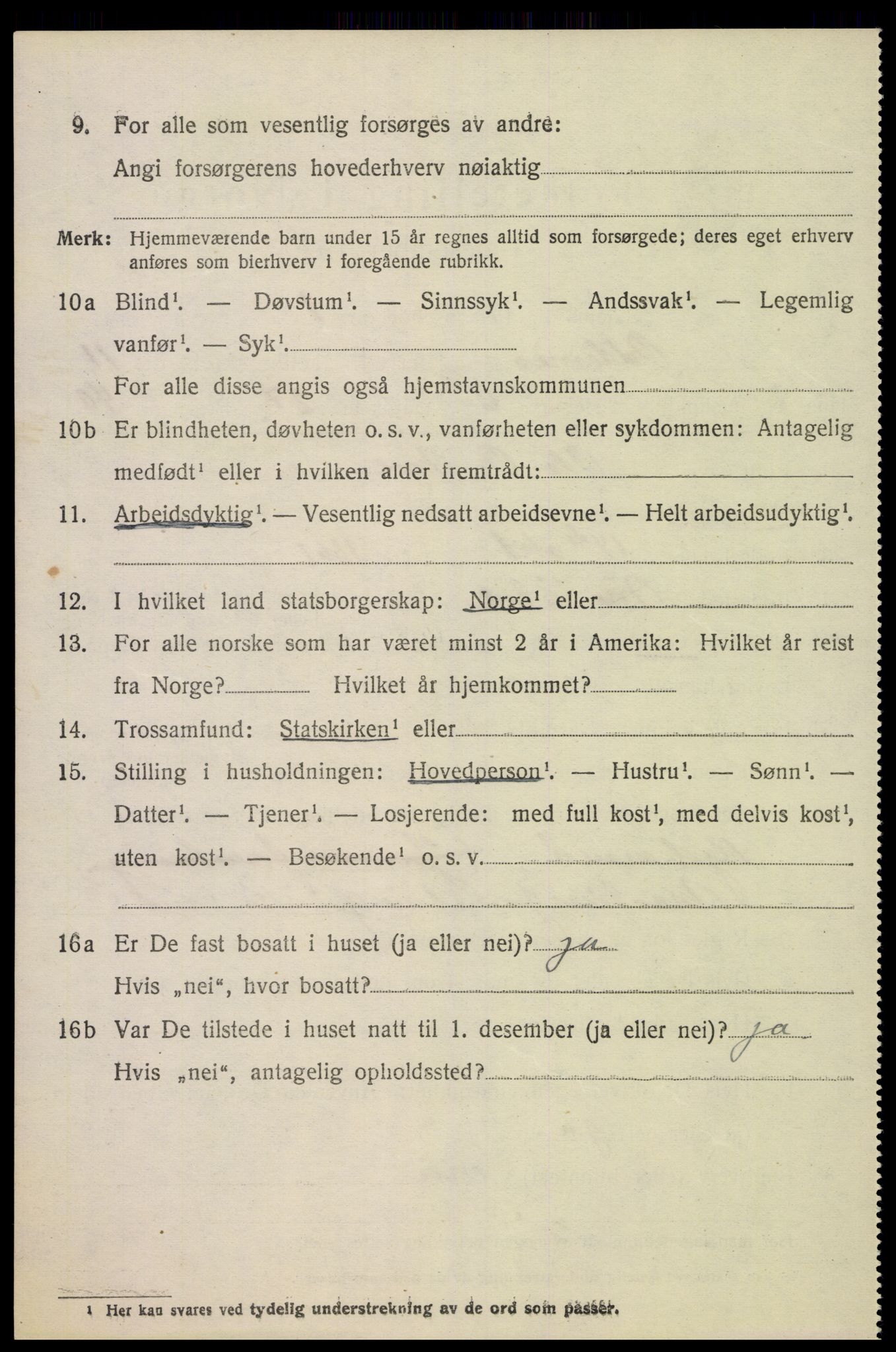 SAK, 1920 census for Oddernes, 1920, p. 7106