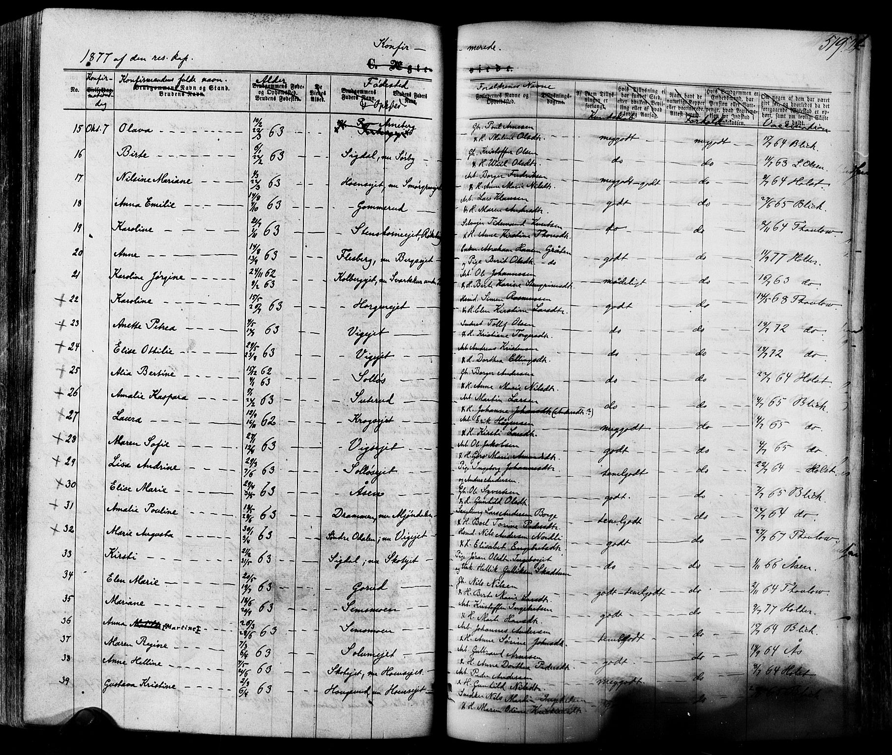 Eiker kirkebøker, SAKO/A-4/F/Fa/L0017: Parish register (official) no. I 17, 1869-1877, p. 519
