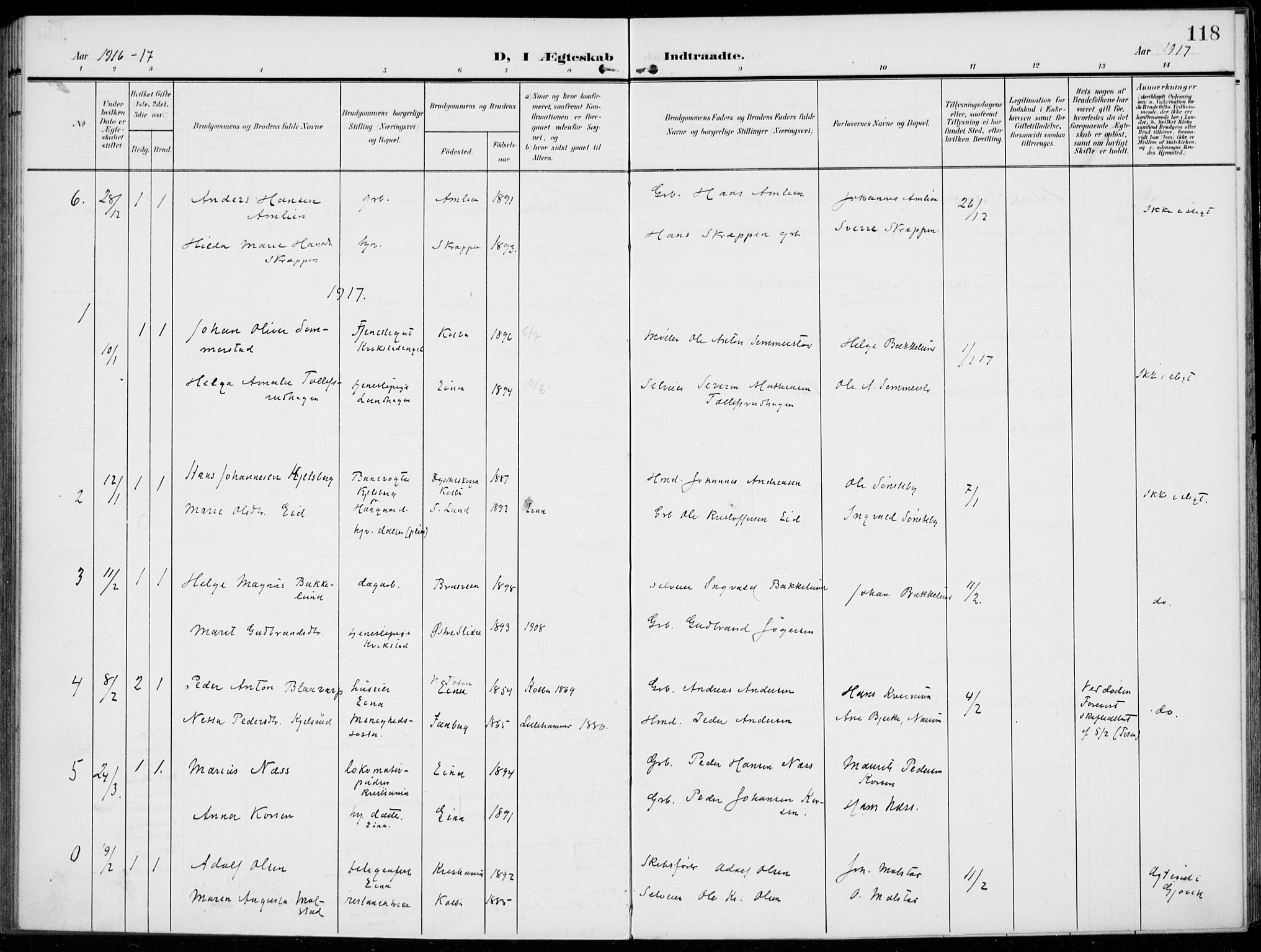 Kolbu prestekontor, SAH/PREST-110/H/Ha/Haa/L0001: Parish register (official) no. 1, 1907-1923, p. 118