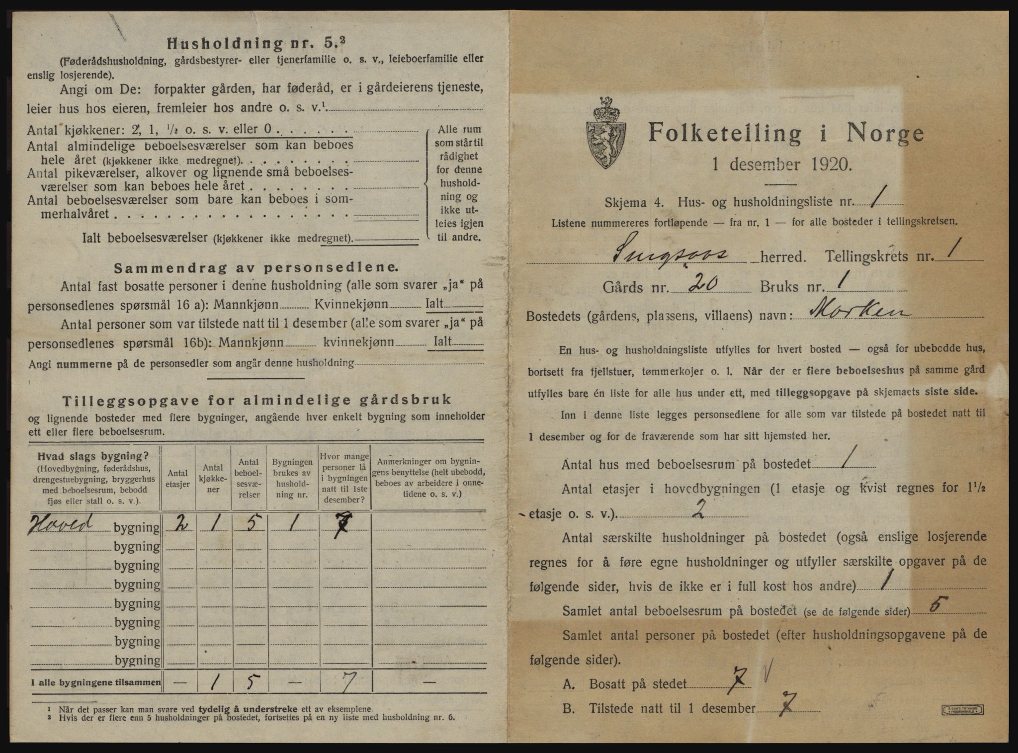 SAT, 1920 census for Singsås, 1920, p. 31