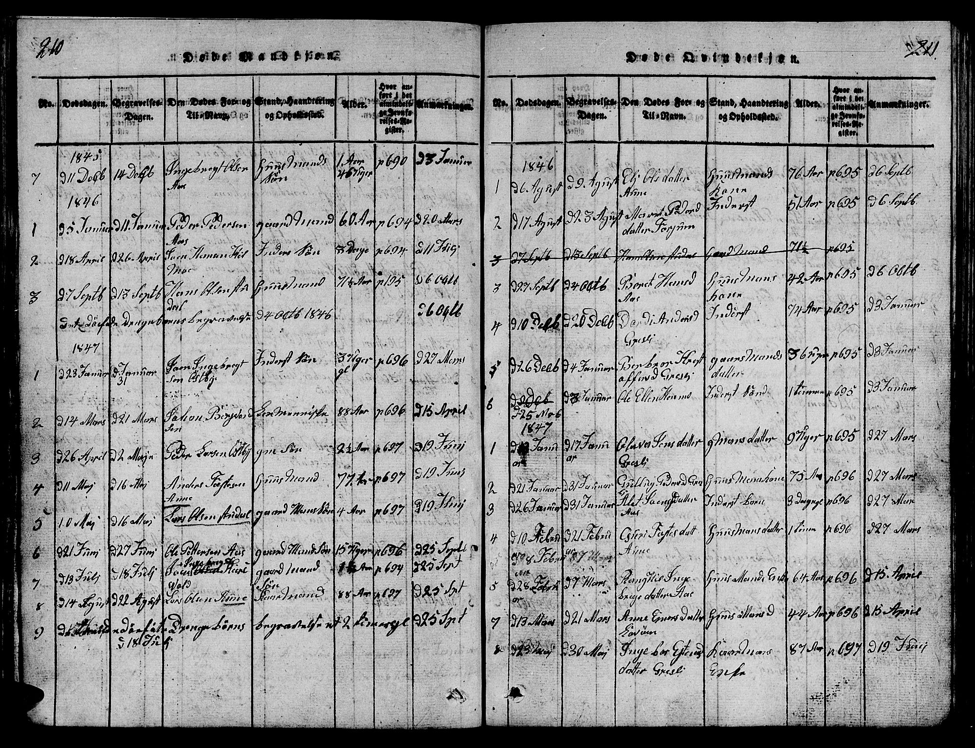 Ministerialprotokoller, klokkerbøker og fødselsregistre - Sør-Trøndelag, AV/SAT-A-1456/698/L1164: Parish register (copy) no. 698C01, 1816-1861, p. 210-211