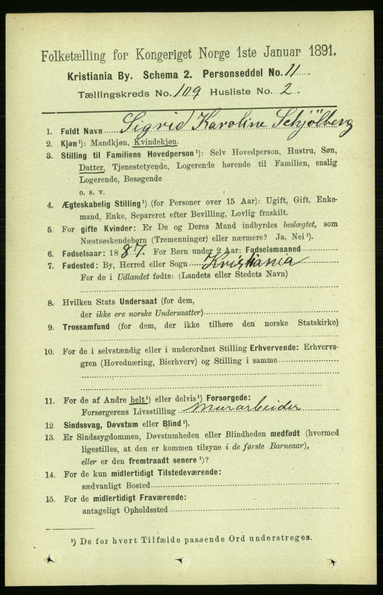 RA, 1891 census for 0301 Kristiania, 1891, p. 56424