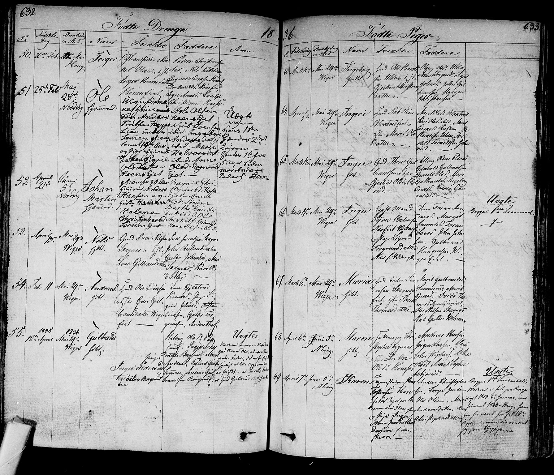 Norderhov kirkebøker, SAKO/A-237/F/Fa/L0009: Parish register (official) no. 9, 1819-1837, p. 632-633