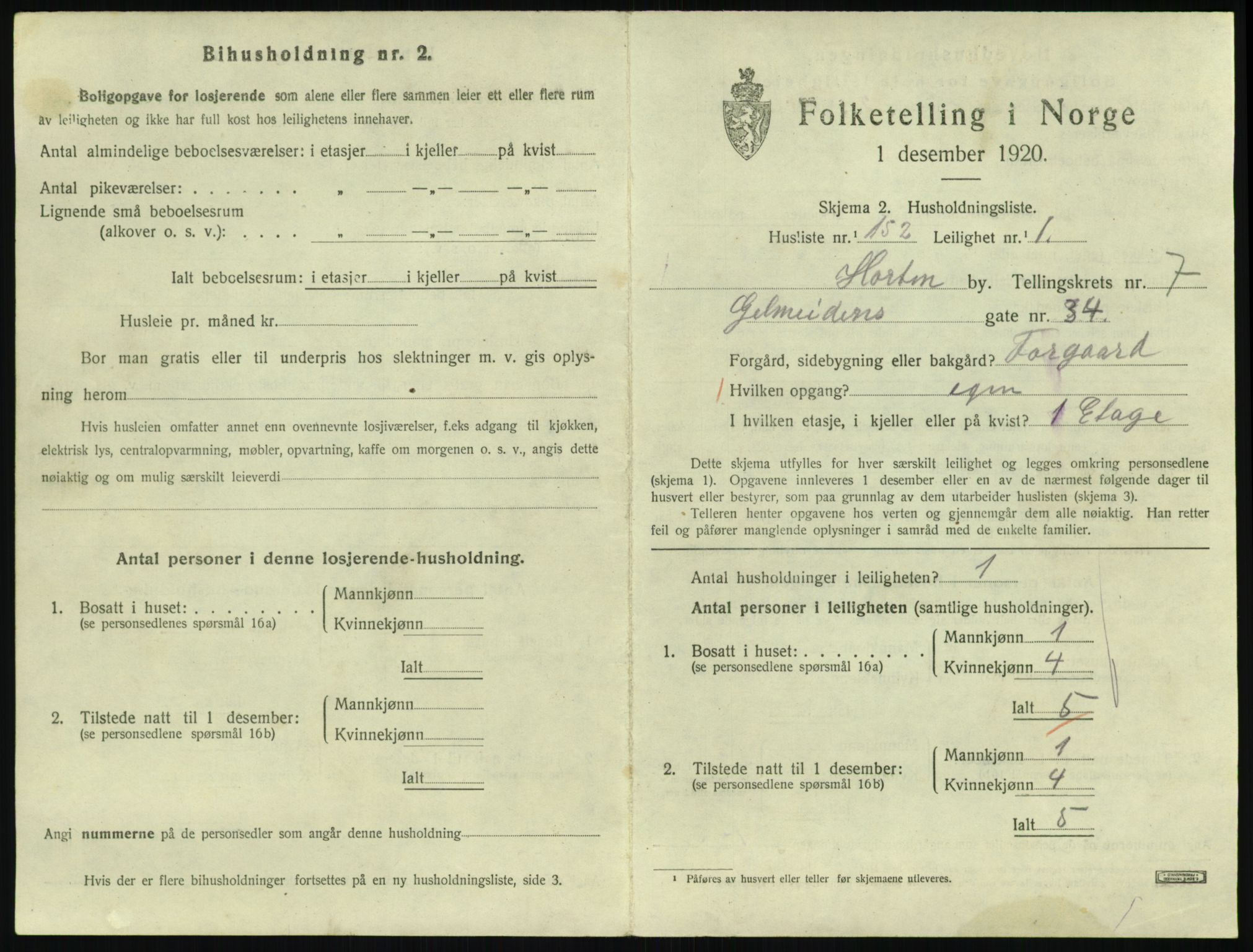 SAKO, 1920 census for Horten, 1920, p. 7741