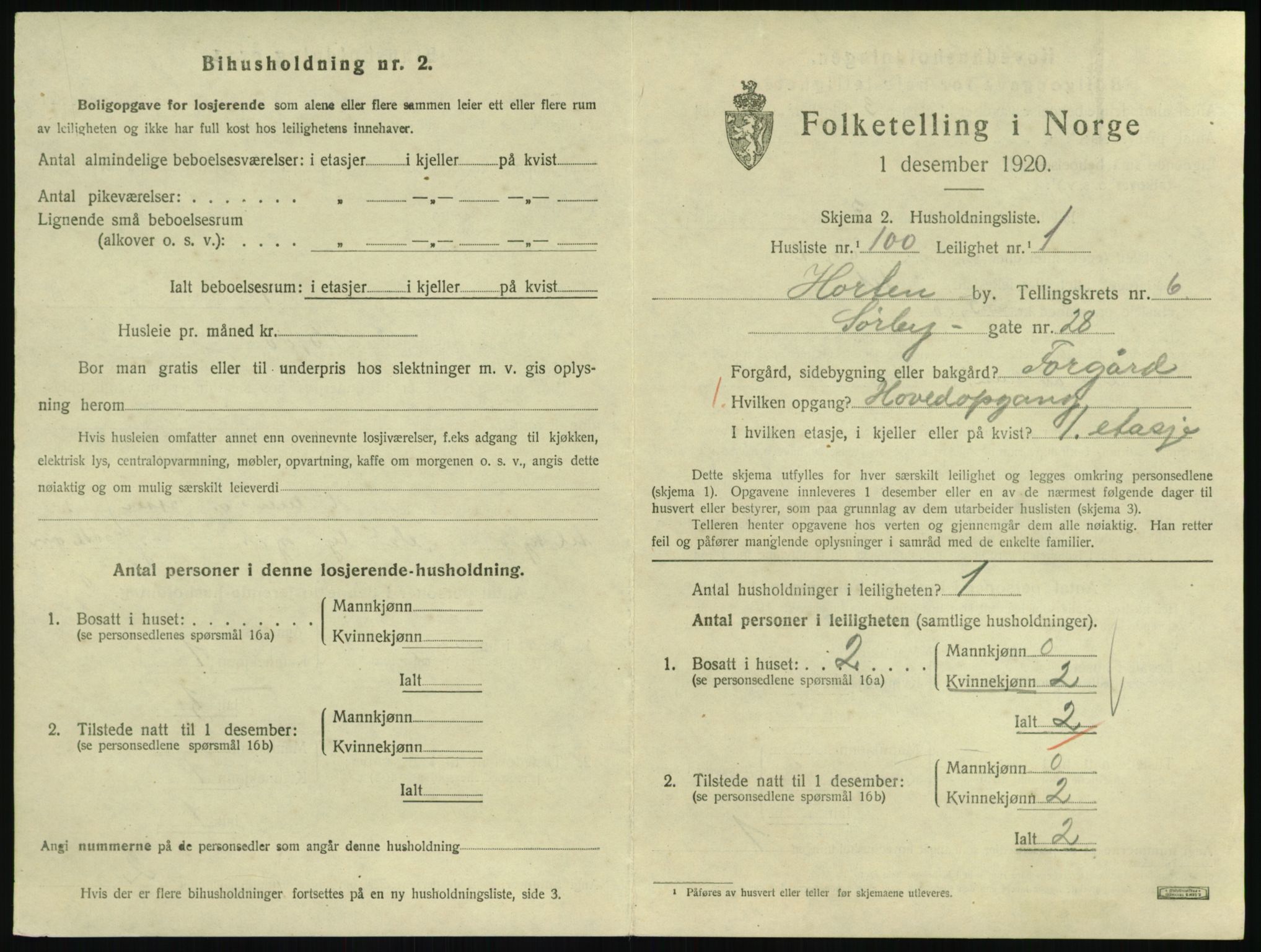 SAKO, 1920 census for Horten, 1920, p. 6763