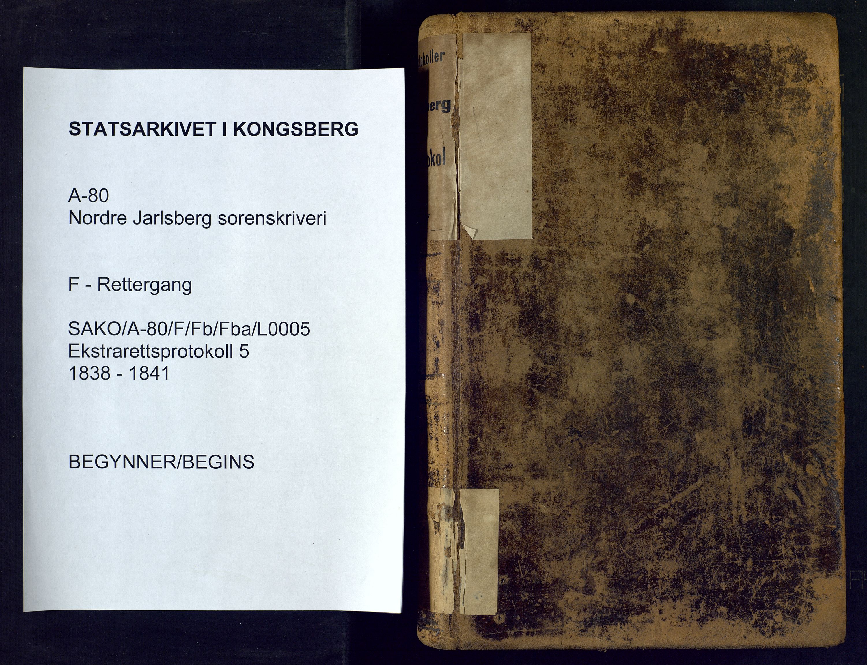 Nordre Jarlsberg sorenskriveri, AV/SAKO-A-80/F/Fb/Fba/L0005: Ekstrarettsprotokoll, 1838-1841