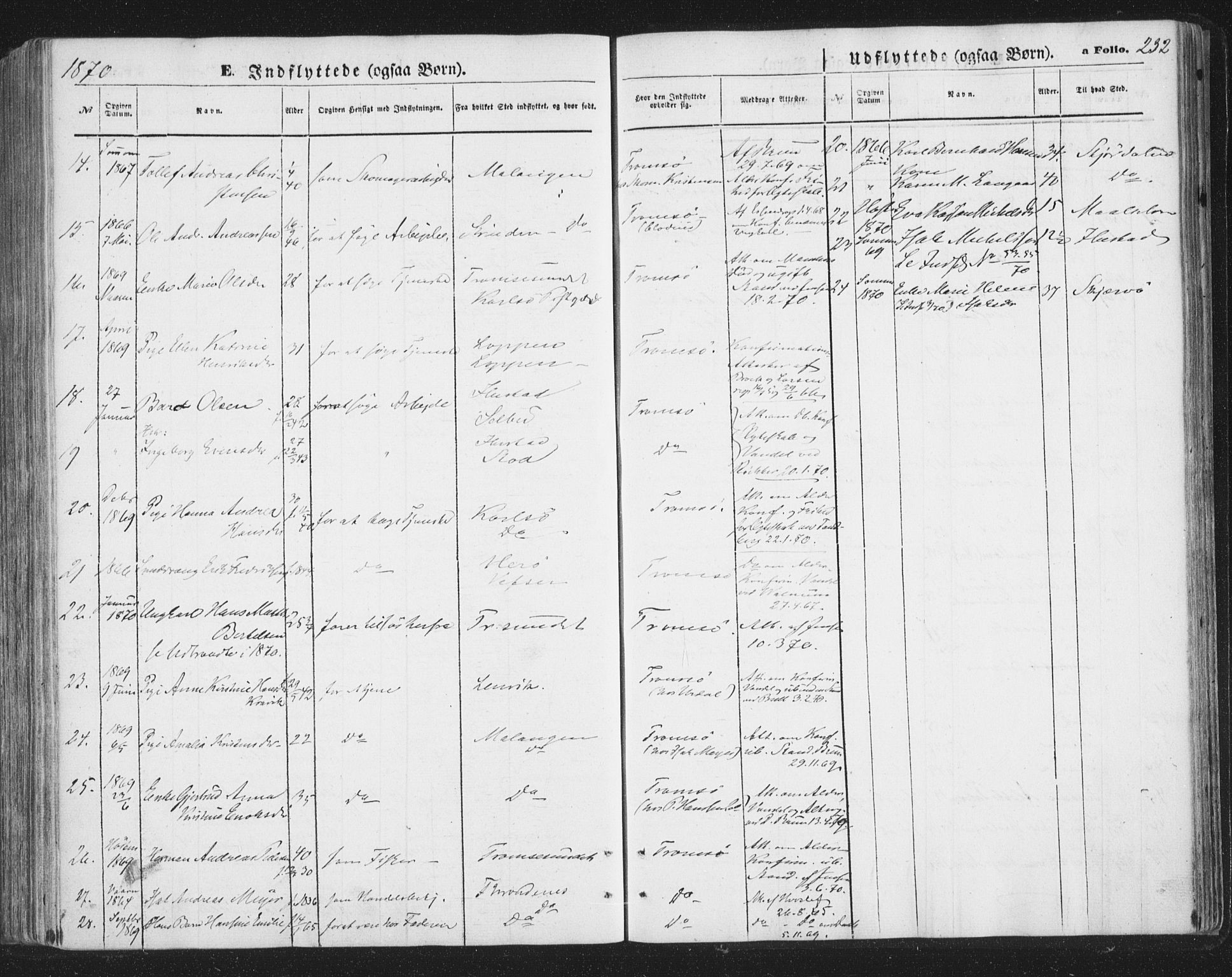 Tromsø sokneprestkontor/stiftsprosti/domprosti, SATØ/S-1343/G/Ga/L0012kirke: Parish register (official) no. 12, 1865-1871, p. 232