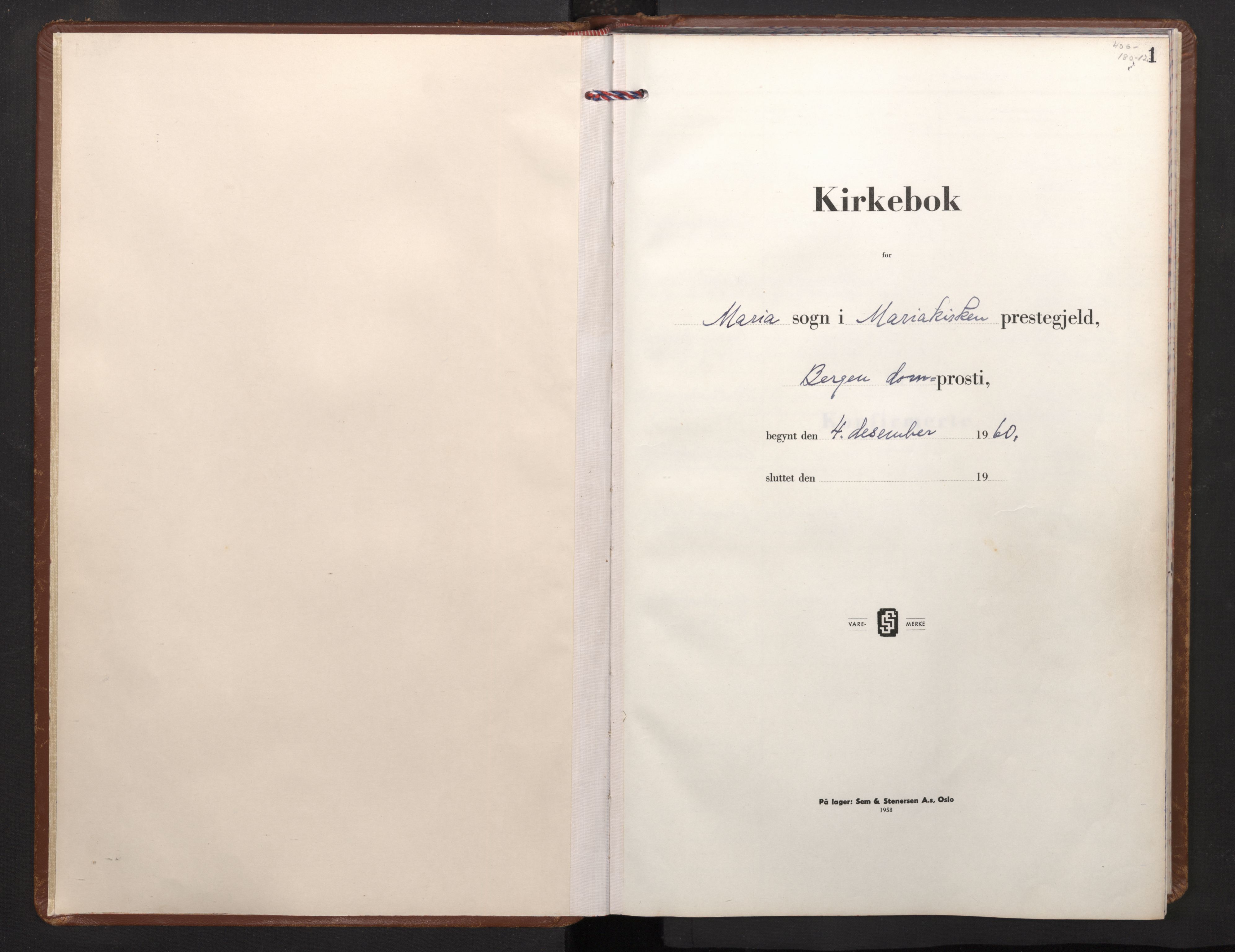 Mariakirken Sokneprestembete, SAB/A-76901/H/Haa/L0017: Parish register (official) no. C 5, 1960-1993, p. 0b-1a