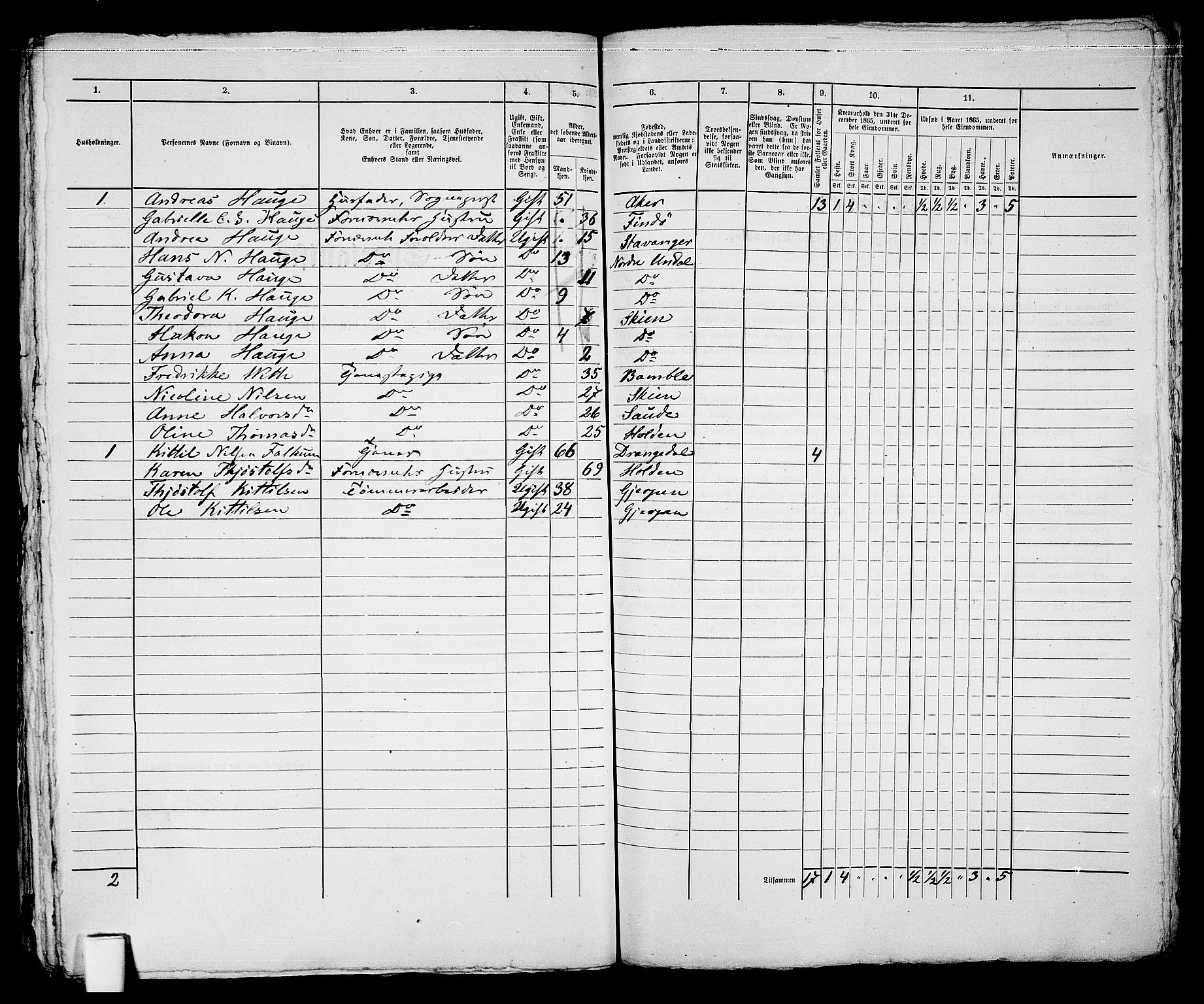 RA, 1865 census for Skien, 1865, p. 379