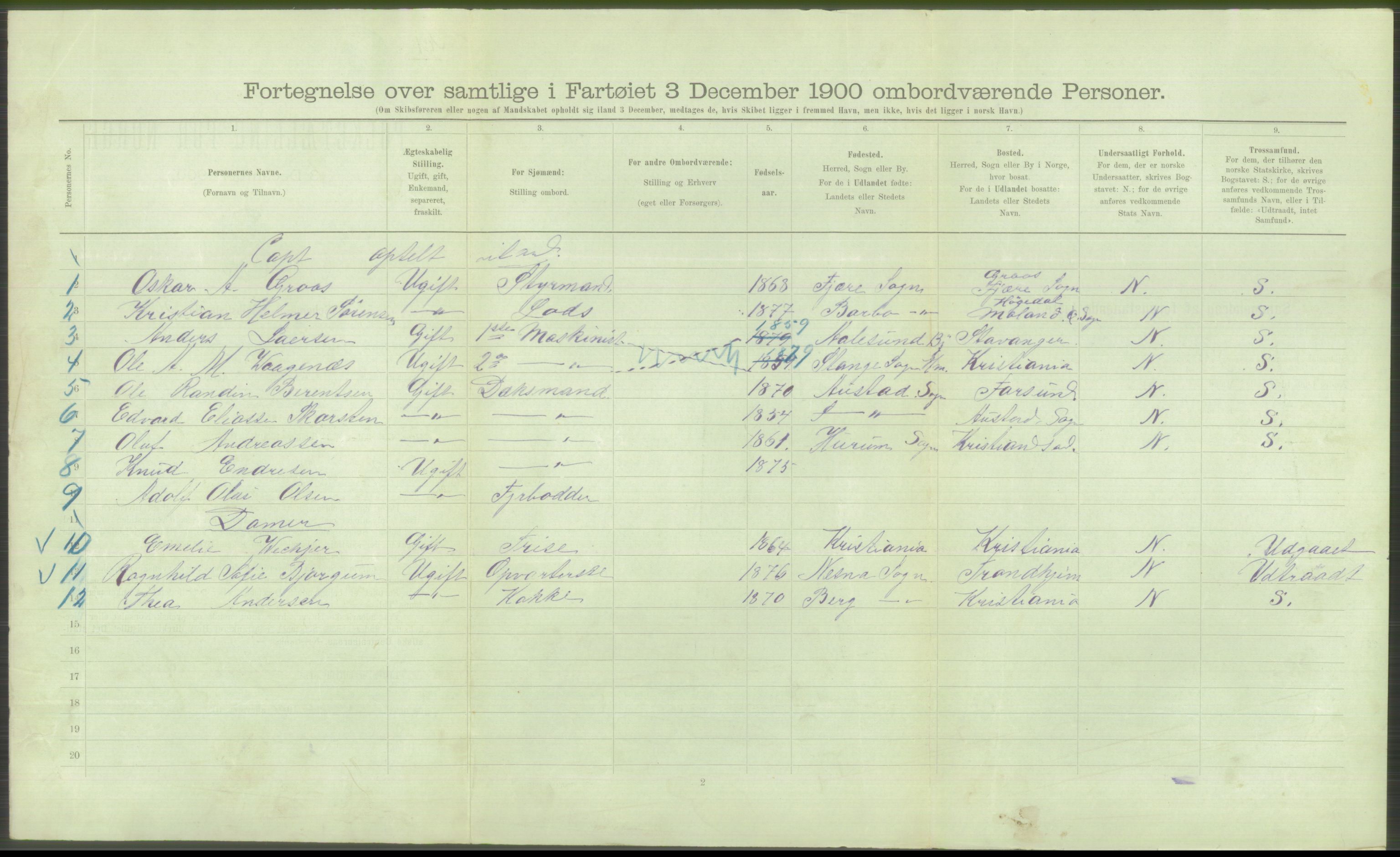 RA, 1900 Census - ship lists from ships in Norwegian harbours, harbours abroad and at sea, 1900, p. 646