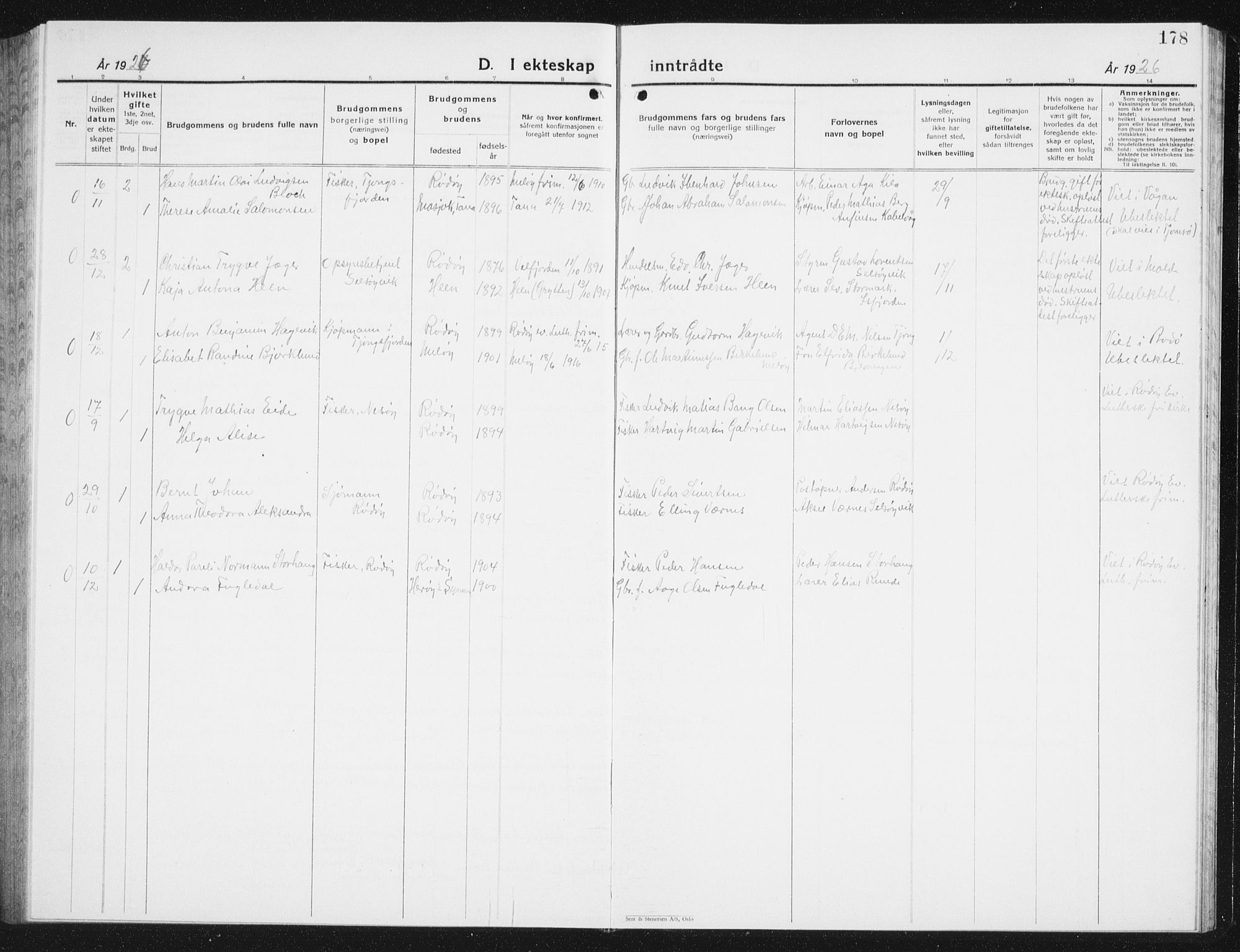 Ministerialprotokoller, klokkerbøker og fødselsregistre - Nordland, AV/SAT-A-1459/841/L0622: Parish register (copy) no. 841C06, 1924-1942, p. 178