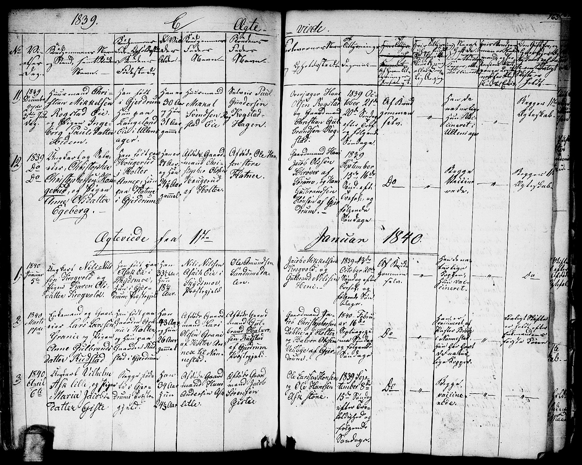 Gjerdrum prestekontor Kirkebøker, AV/SAO-A-10412b/G/Ga/L0002: Parish register (copy) no. I 2, 1836-1850, p. 165