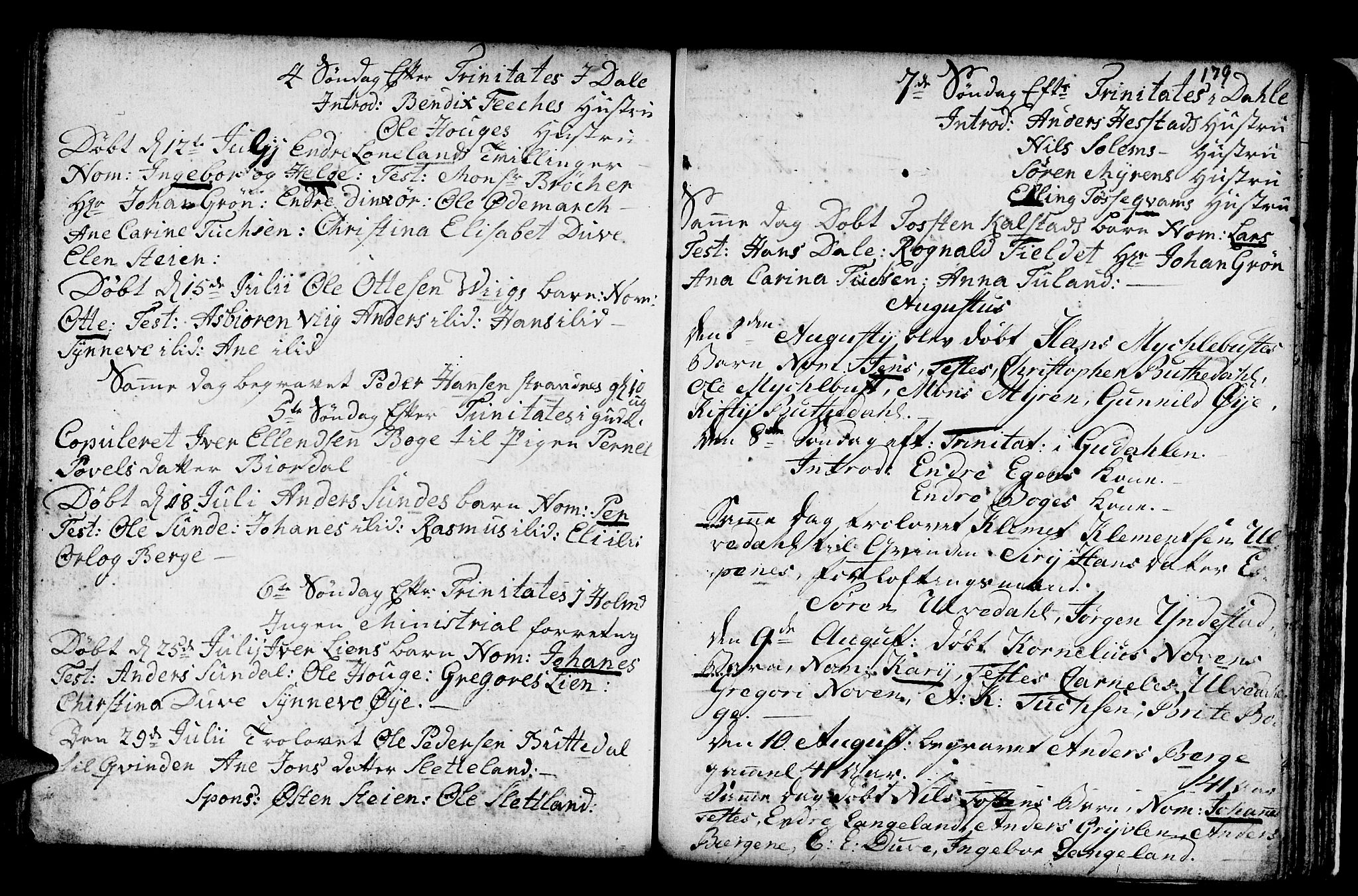 Fjaler sokneprestembete, AV/SAB-A-79801/H/Haa/Haaa/L0001: Parish register (official) no. A 1, 1755-1778, p. 179