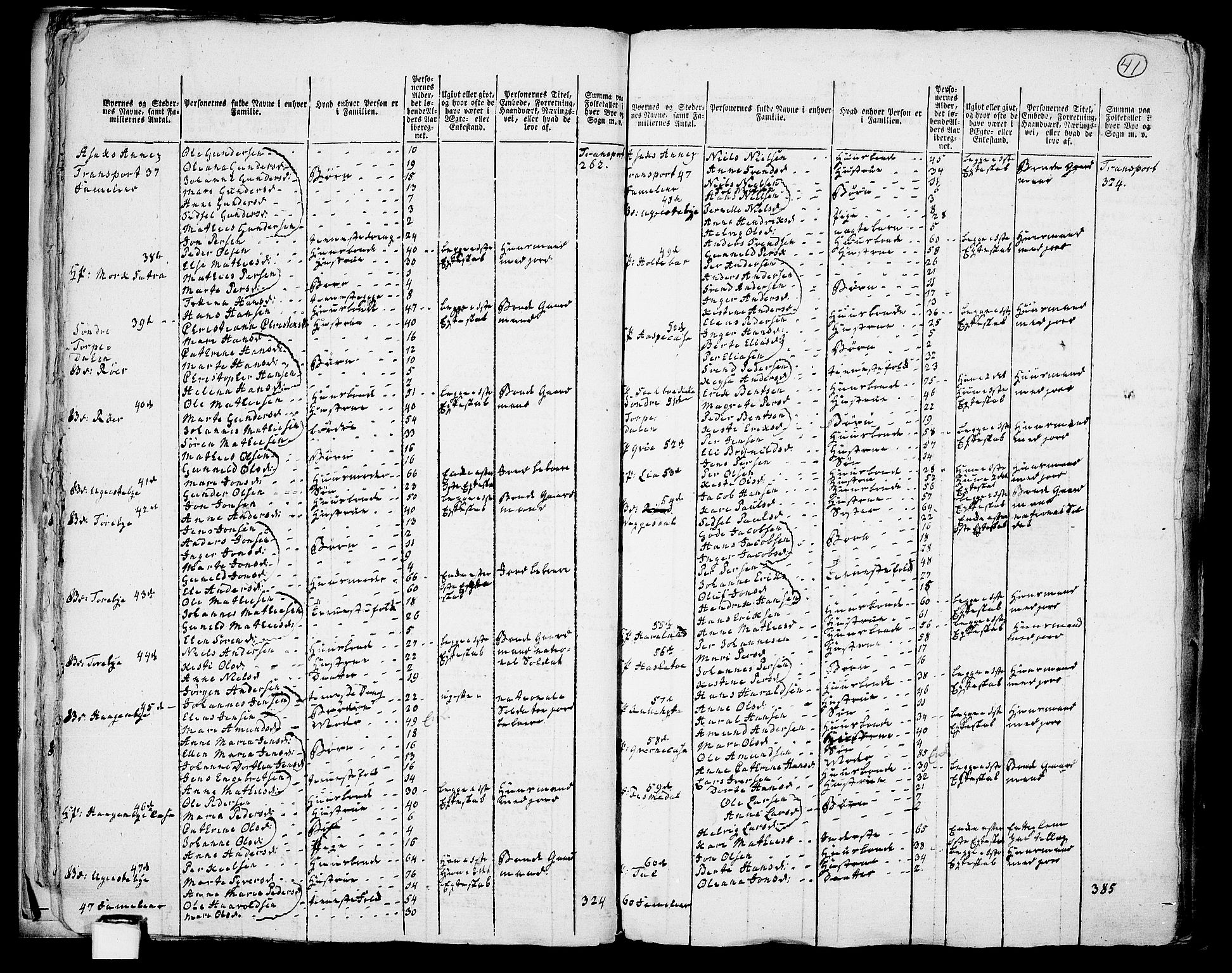 RA, 1801 census for 0116P Berg, 1801, p. 40b-41a