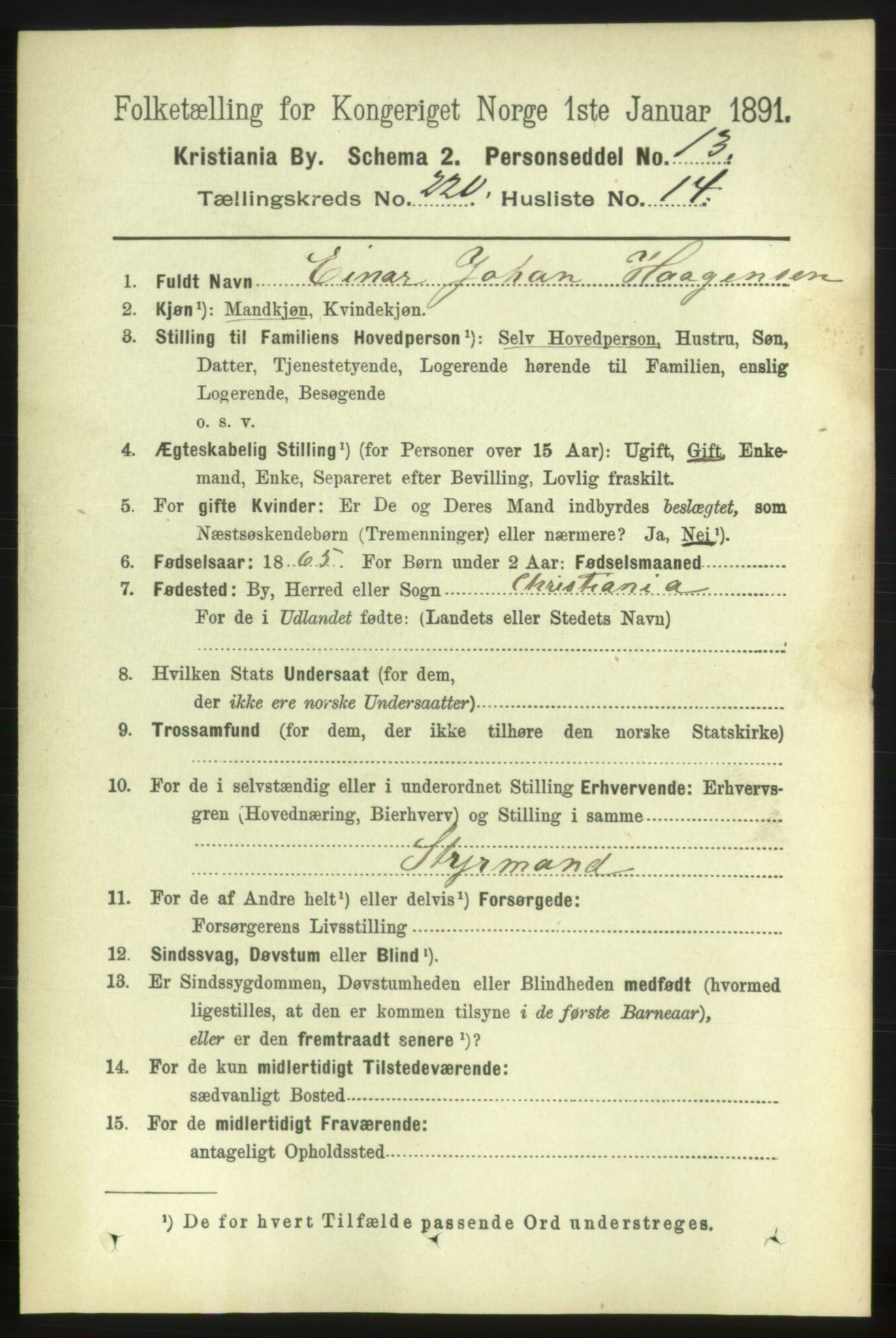 RA, 1891 census for 0301 Kristiania, 1891, p. 131315