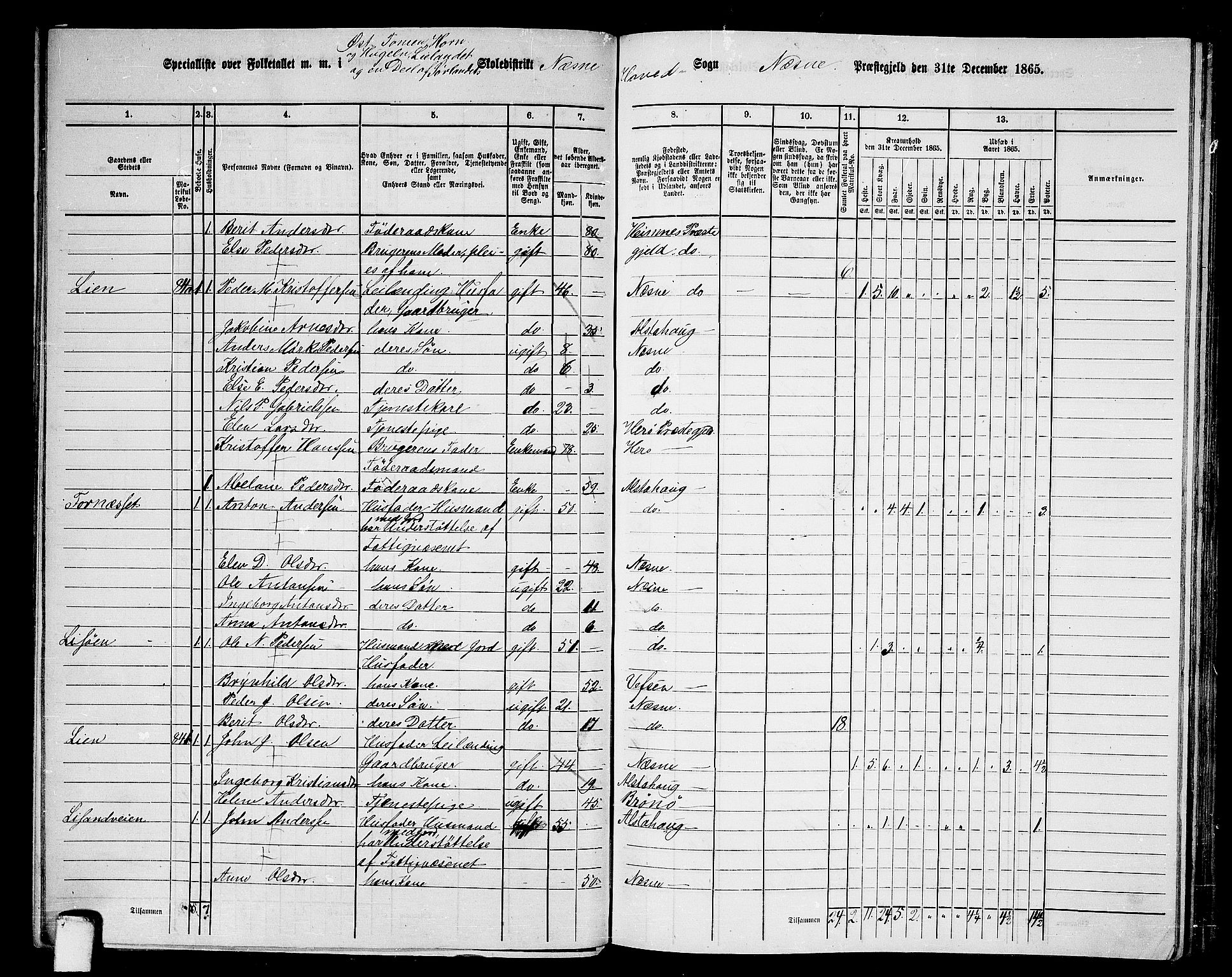 RA, 1865 census for Nesna, 1865, p. 63