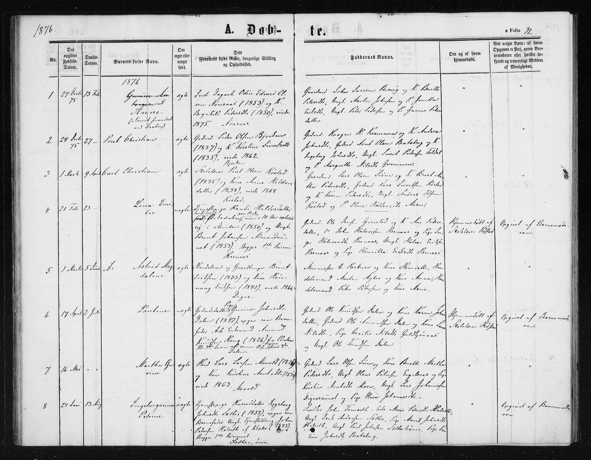 Ministerialprotokoller, klokkerbøker og fødselsregistre - Sør-Trøndelag, SAT/A-1456/608/L0333: Parish register (official) no. 608A02, 1862-1876, p. 32