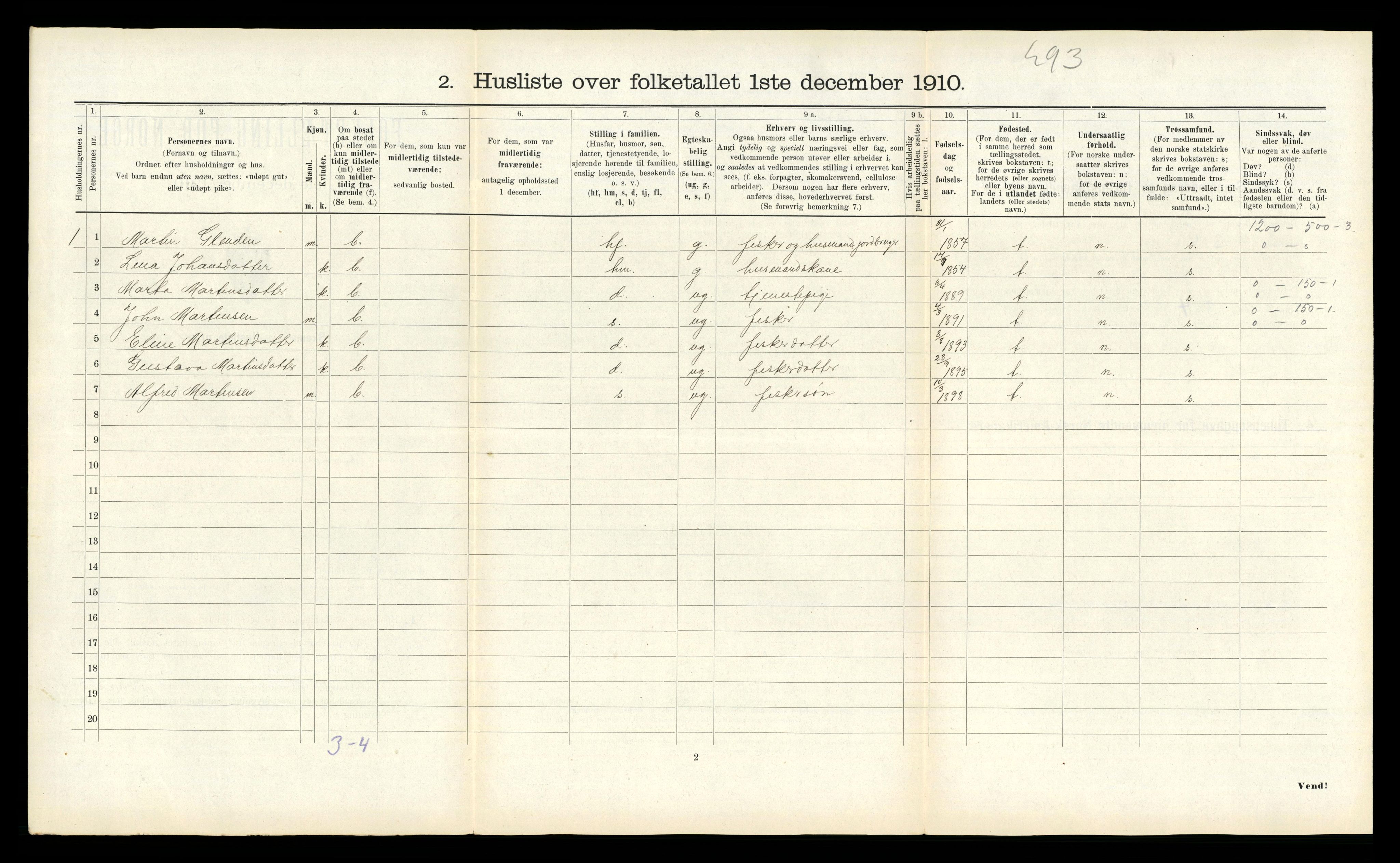 RA, 1910 census for Verran, 1910, p. 232