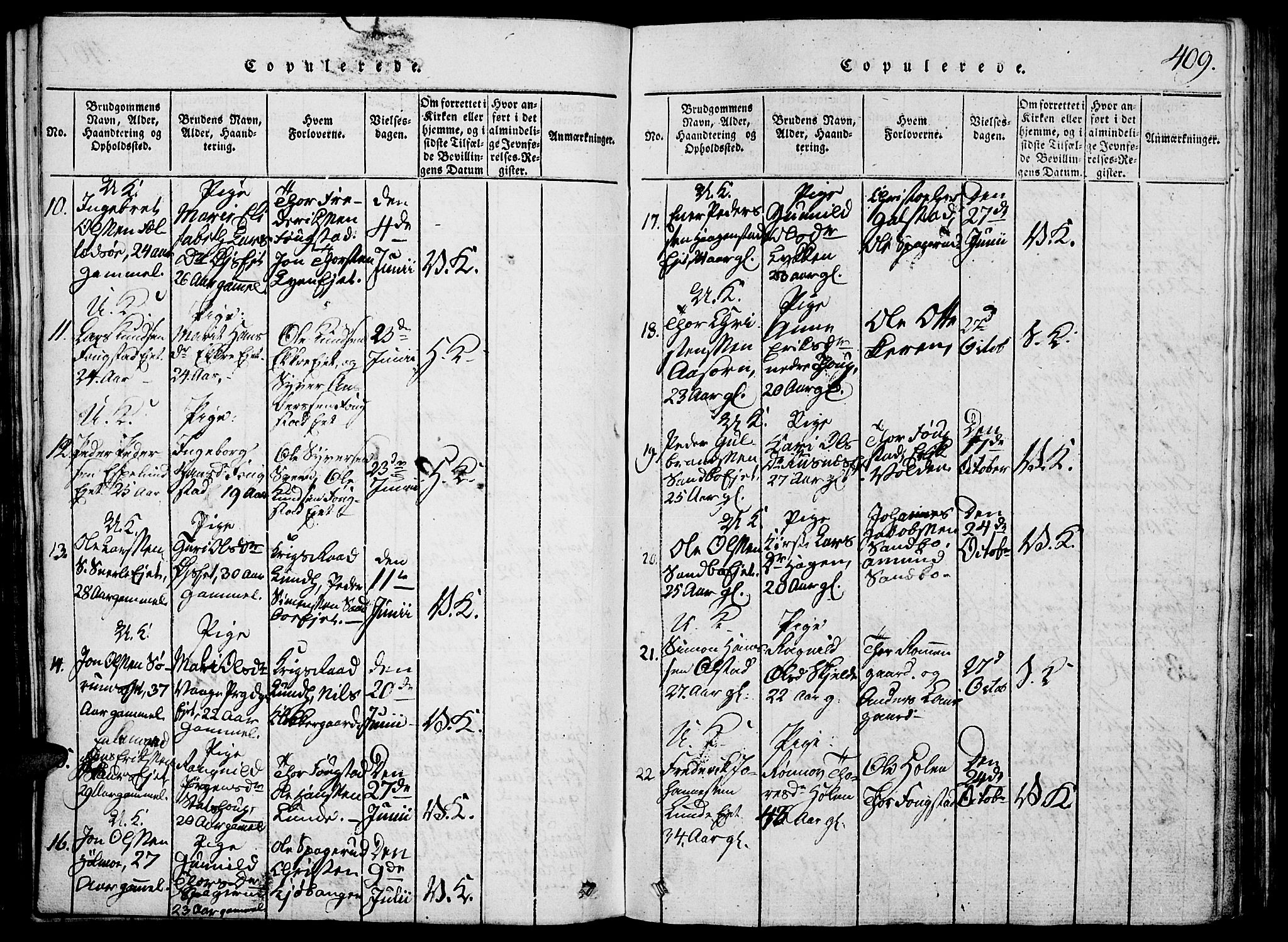 Vågå prestekontor, SAH/PREST-076/H/Ha/Hab/L0001: Parish register (copy) no. 1, 1815-1827, p. 408-409