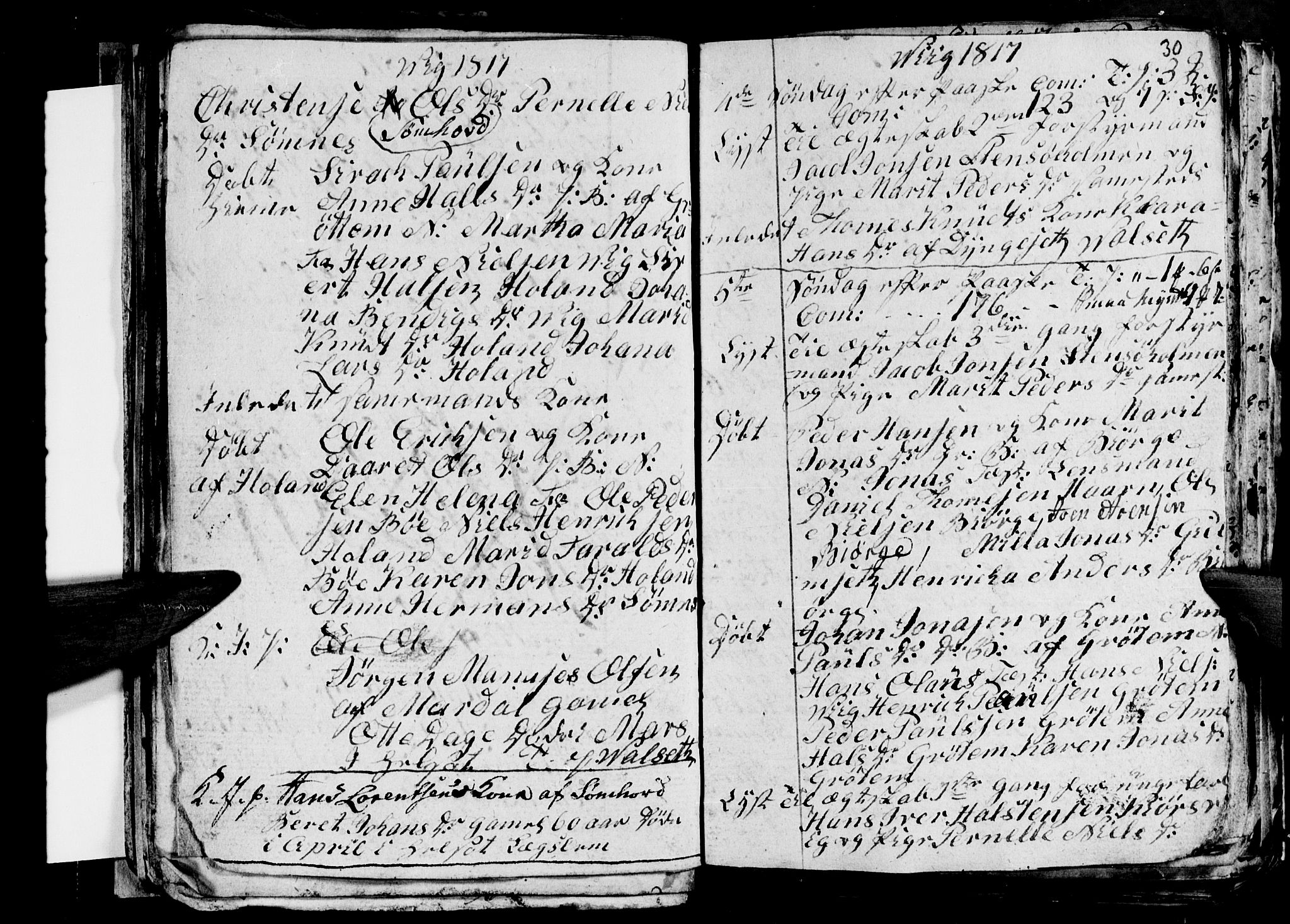 Ministerialprotokoller, klokkerbøker og fødselsregistre - Nordland, AV/SAT-A-1459/812/L0185: Parish register (copy) no. 812C03, 1815-1837, p. 30