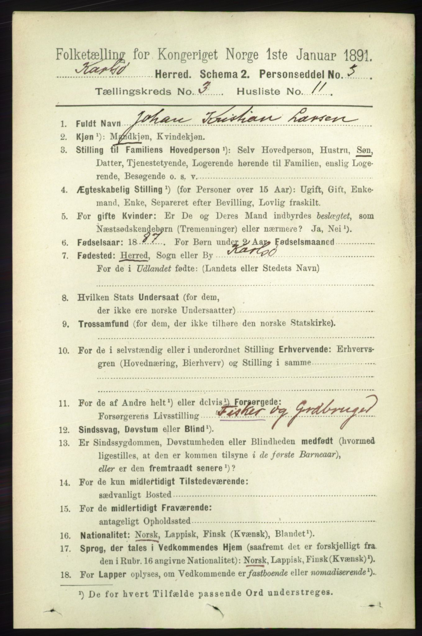 RA, 1891 census for 1936 Karlsøy, 1891, p. 675