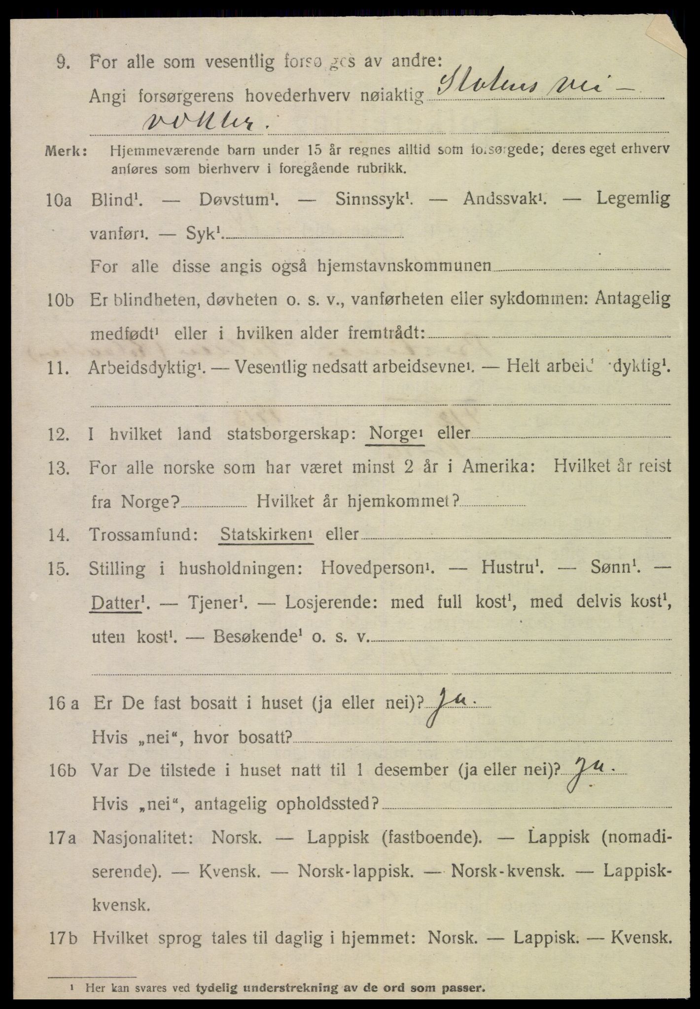 SAT, 1920 census for Nordli, 1920, p. 1836