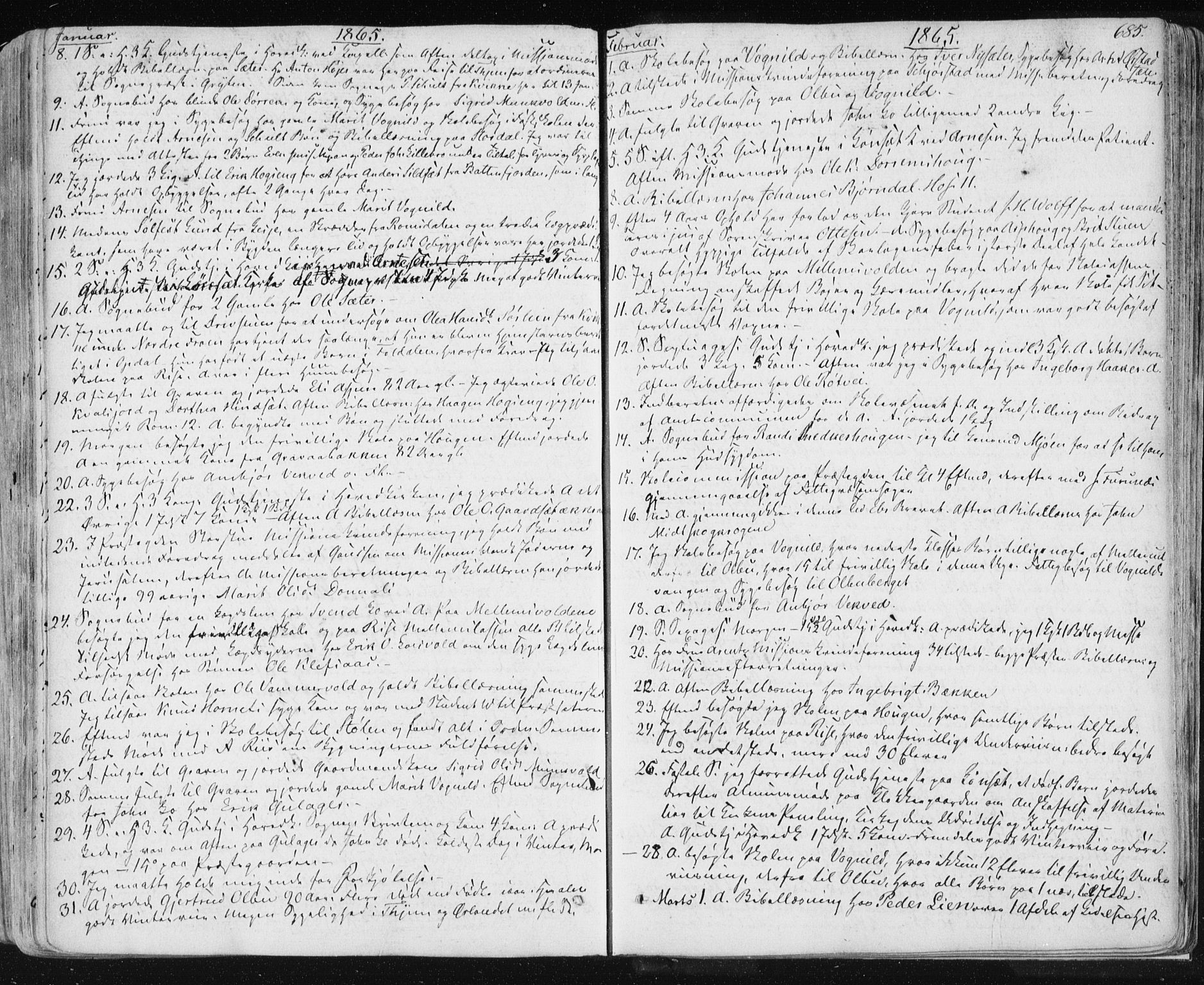 Ministerialprotokoller, klokkerbøker og fødselsregistre - Sør-Trøndelag, SAT/A-1456/678/L0899: Parish register (official) no. 678A08, 1848-1872, p. 685