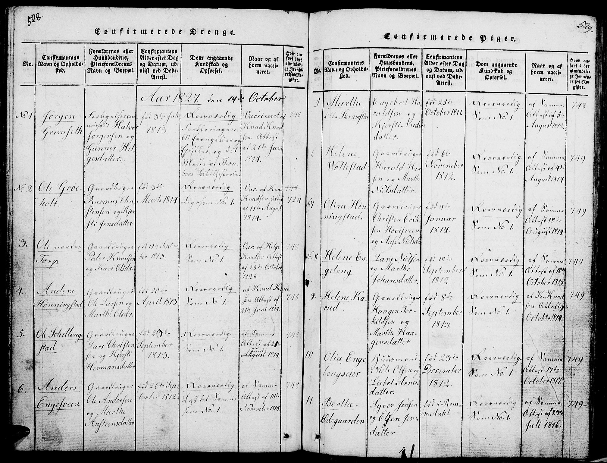 Løten prestekontor, AV/SAH-PREST-022/L/La/L0001: Parish register (copy) no. 1, 1812-1832, p. 528-529