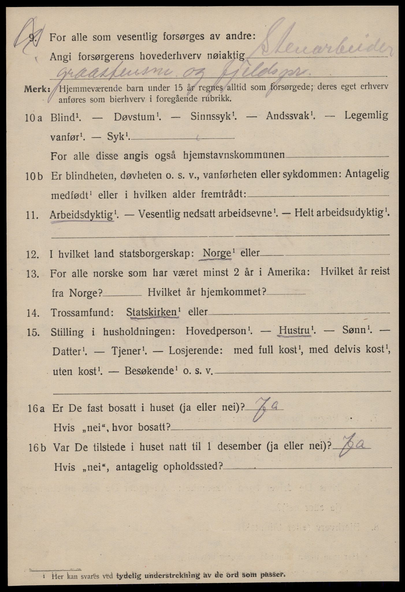 SAT, 1920 census for Kristiansund, 1920, p. 19836